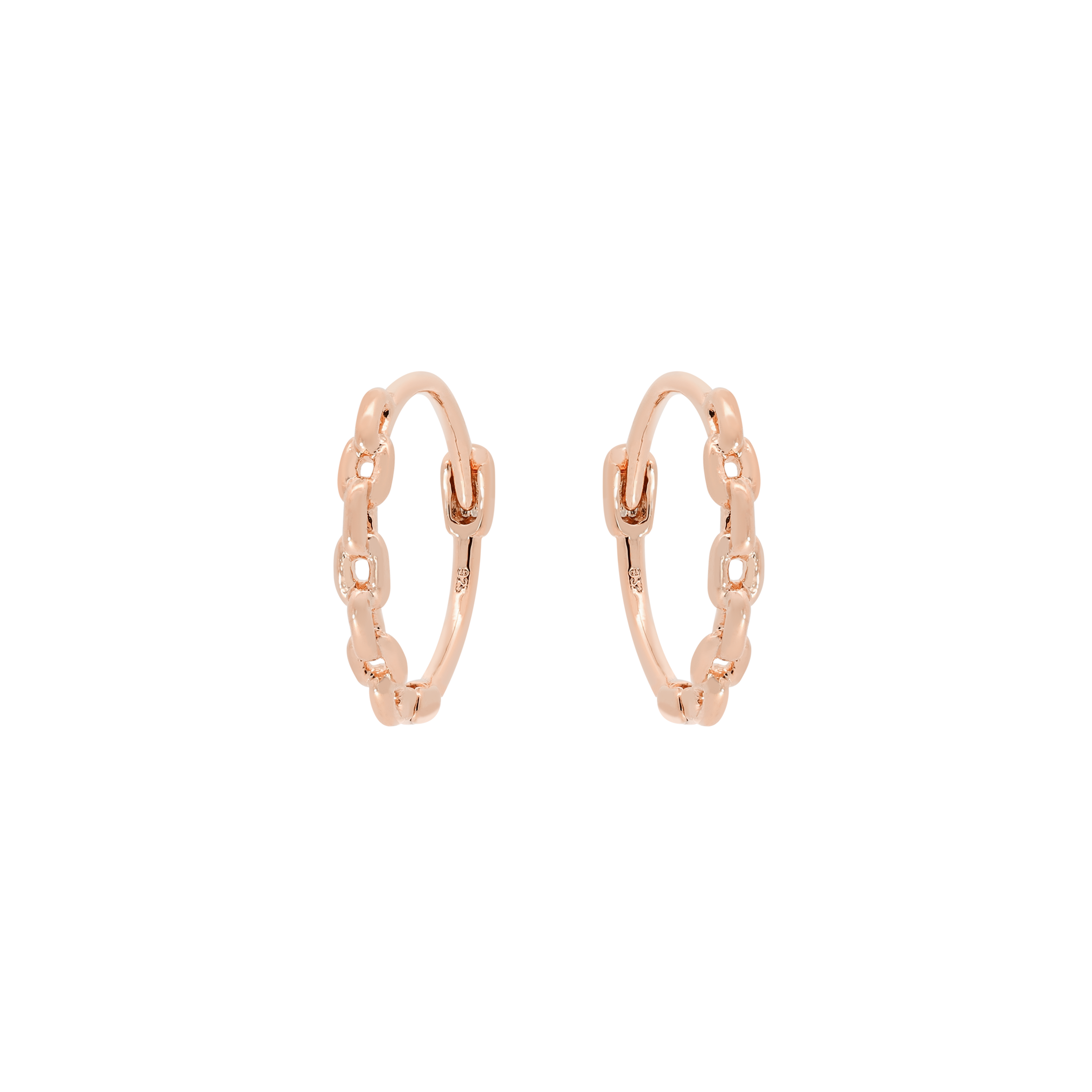 Bound Chain Link Earring Huggie Hoops - Rose Gold