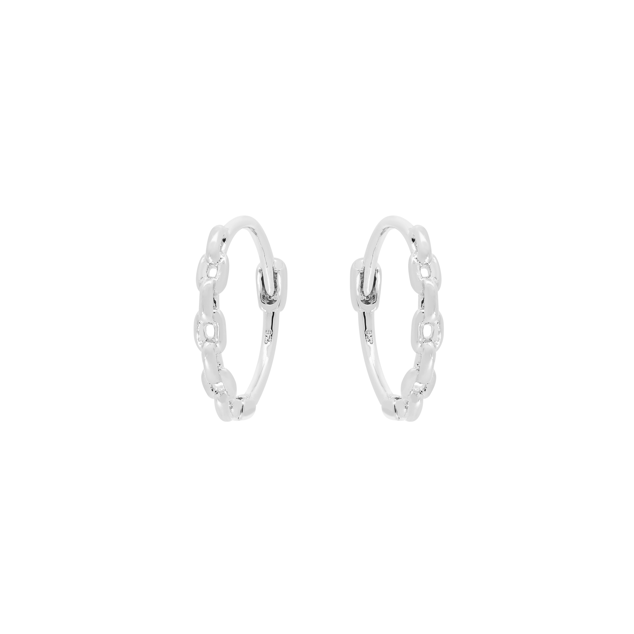 Bound Chain Link Earring Huggie Hoops - Sterling Silver