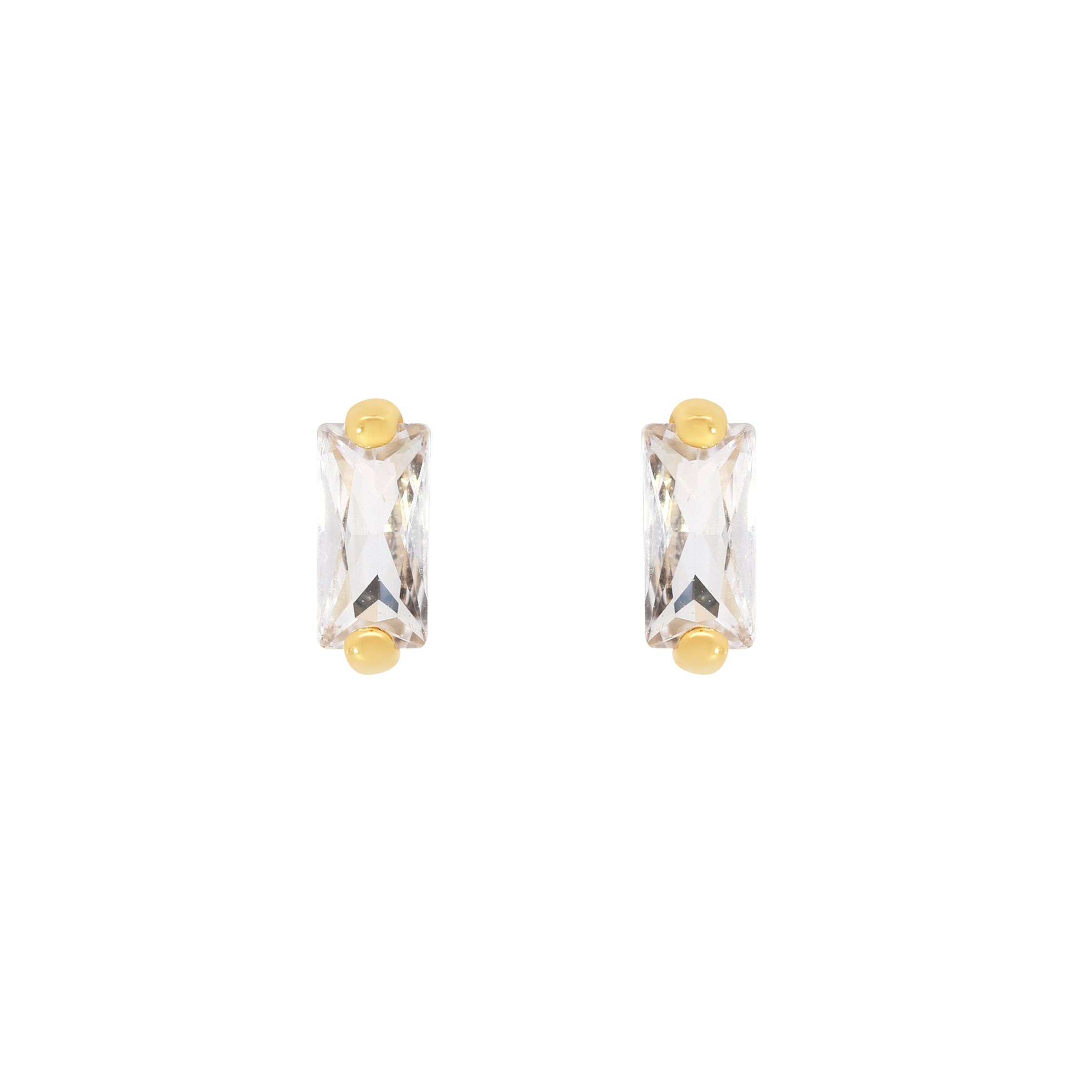 Bounty Baguette Gemstone Earring Studs - Gold