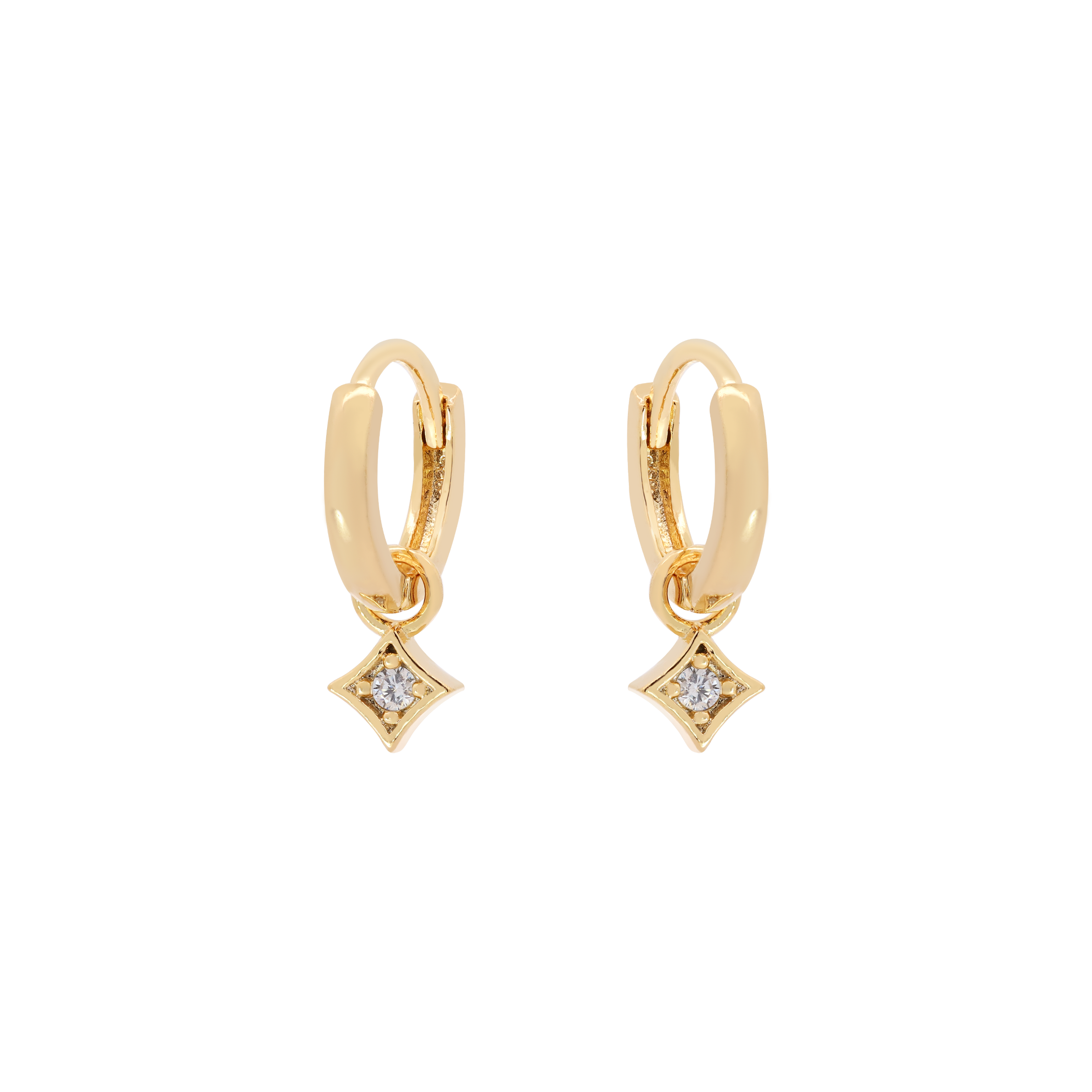 Datum Gemstone Pendant Earring Huggie Hoops - Gold