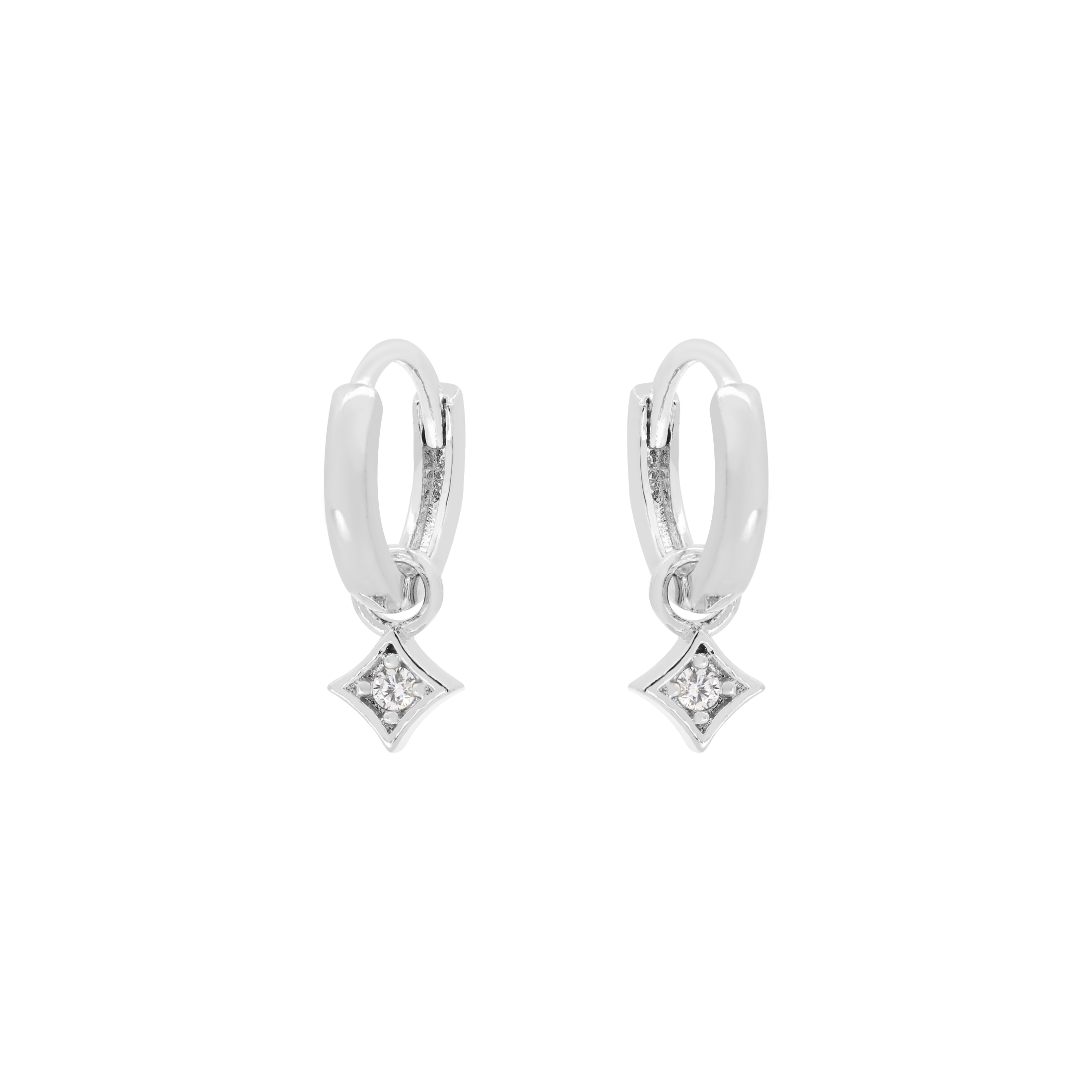 Datum Gemstone Pendant Earring Huggie Hoops - Sterling Silver