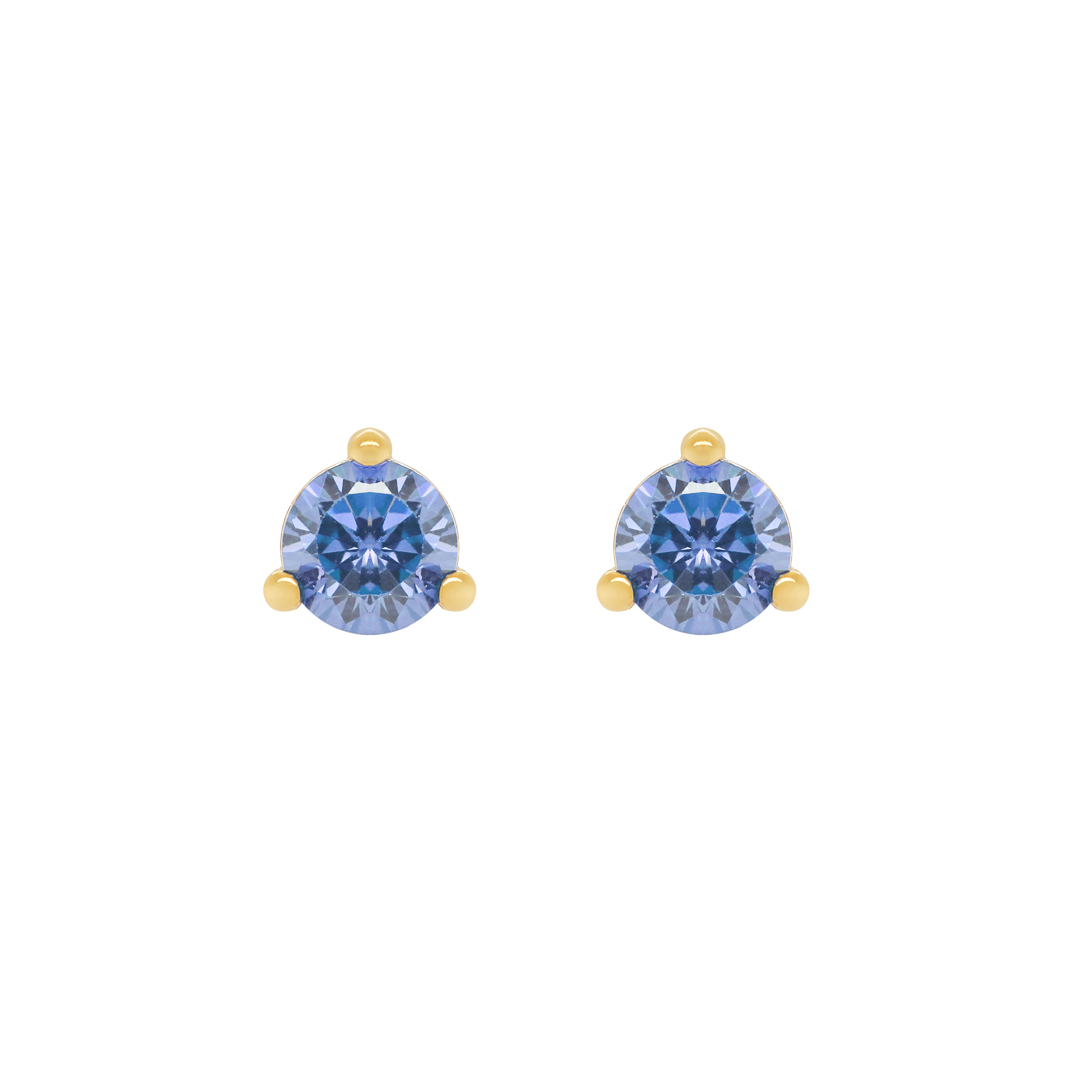 December Tanzanite Birthstone Earring Studs - Gold