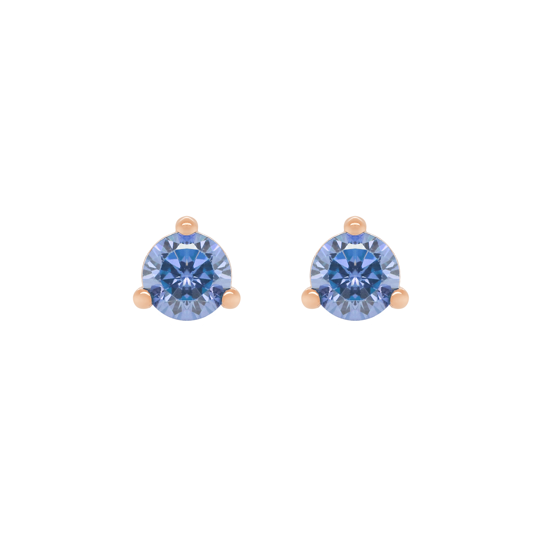 December Tanzanite Birthstone Earring Studs - Rose Gold