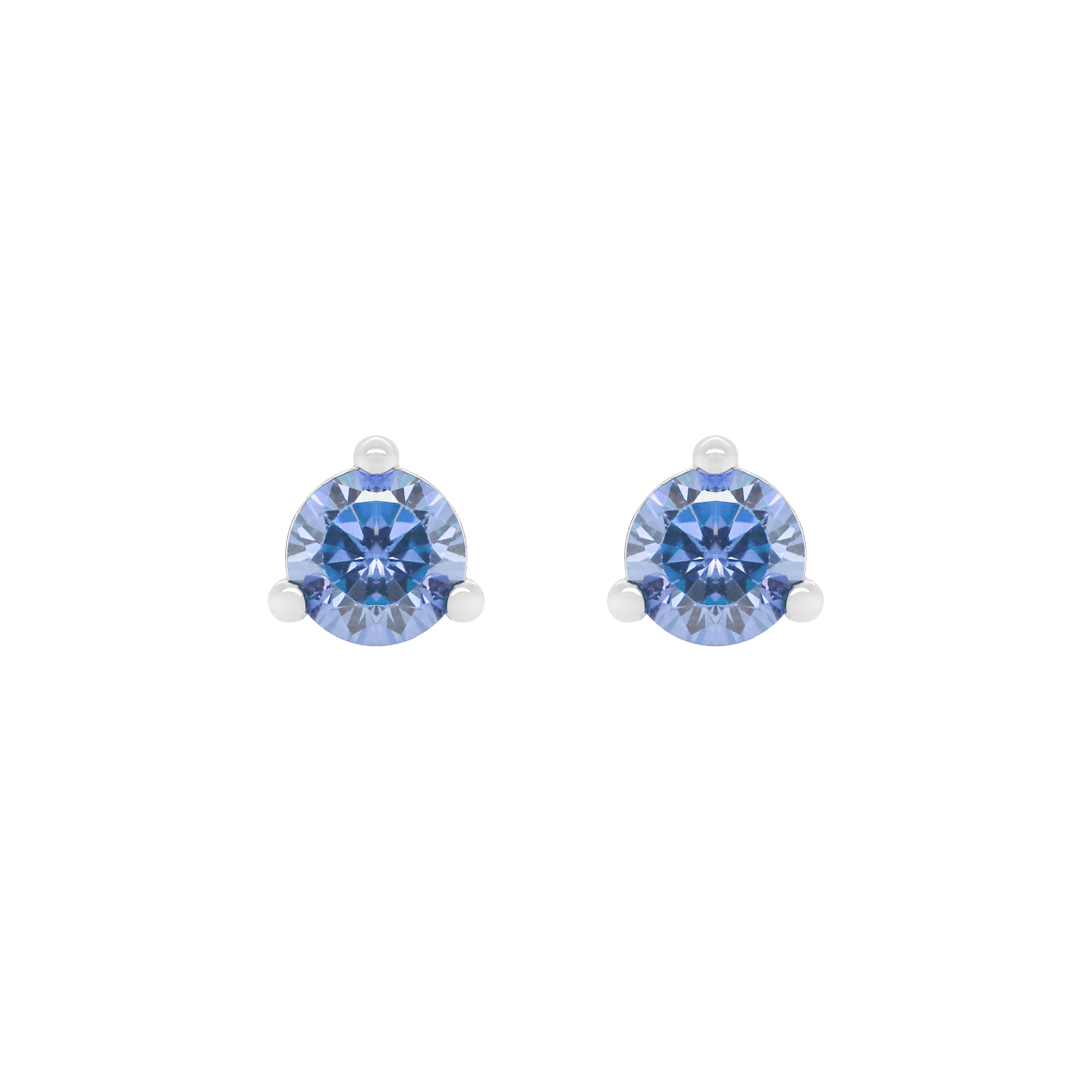 December Tanzanite Birthstone Earring Studs - Sterling Silver