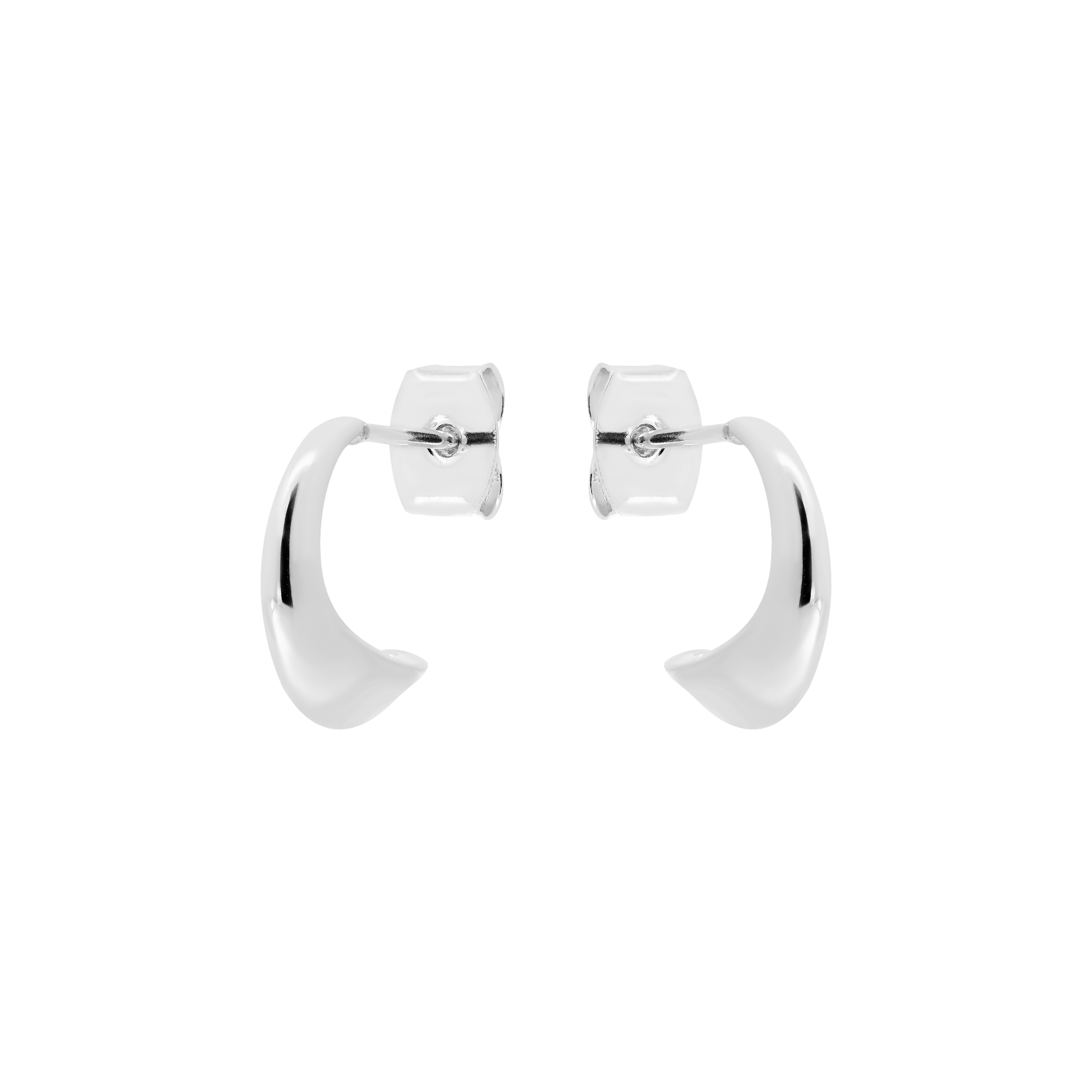 Elixir Curved Geometric Hoop Earrings - Sterling Silver