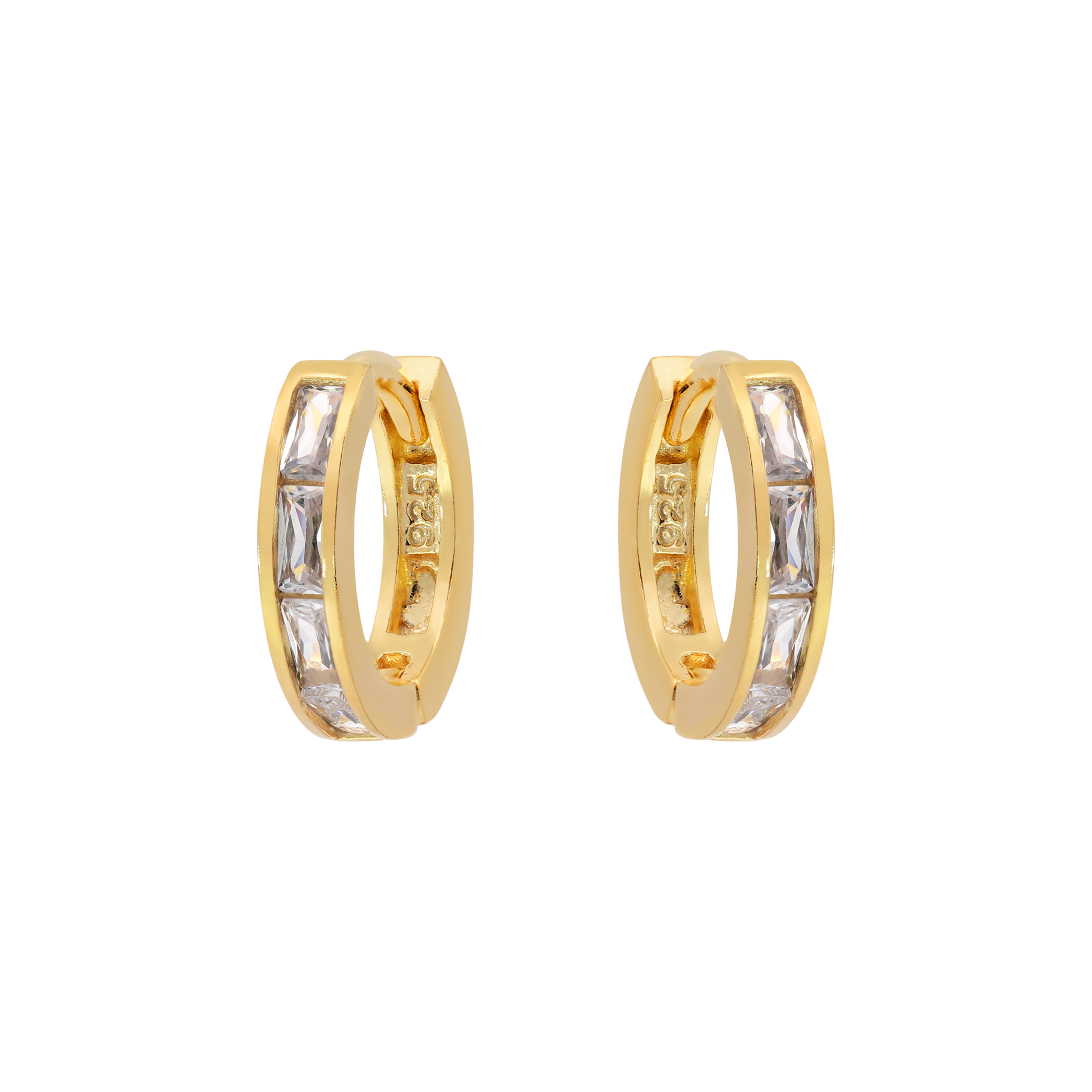 Eternity Crystal Gemstone Huggie Earring Hoops - Gold