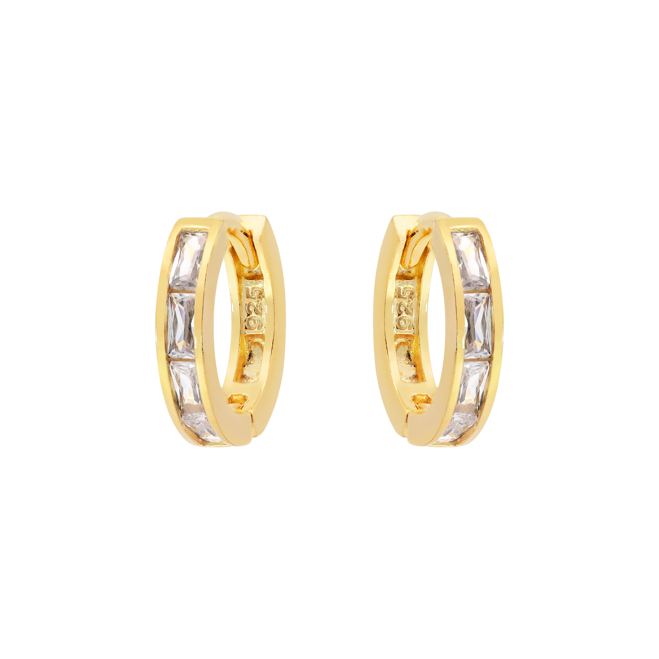 Eternity Crystal Gemstone Huggie Earring Hoops - Gold