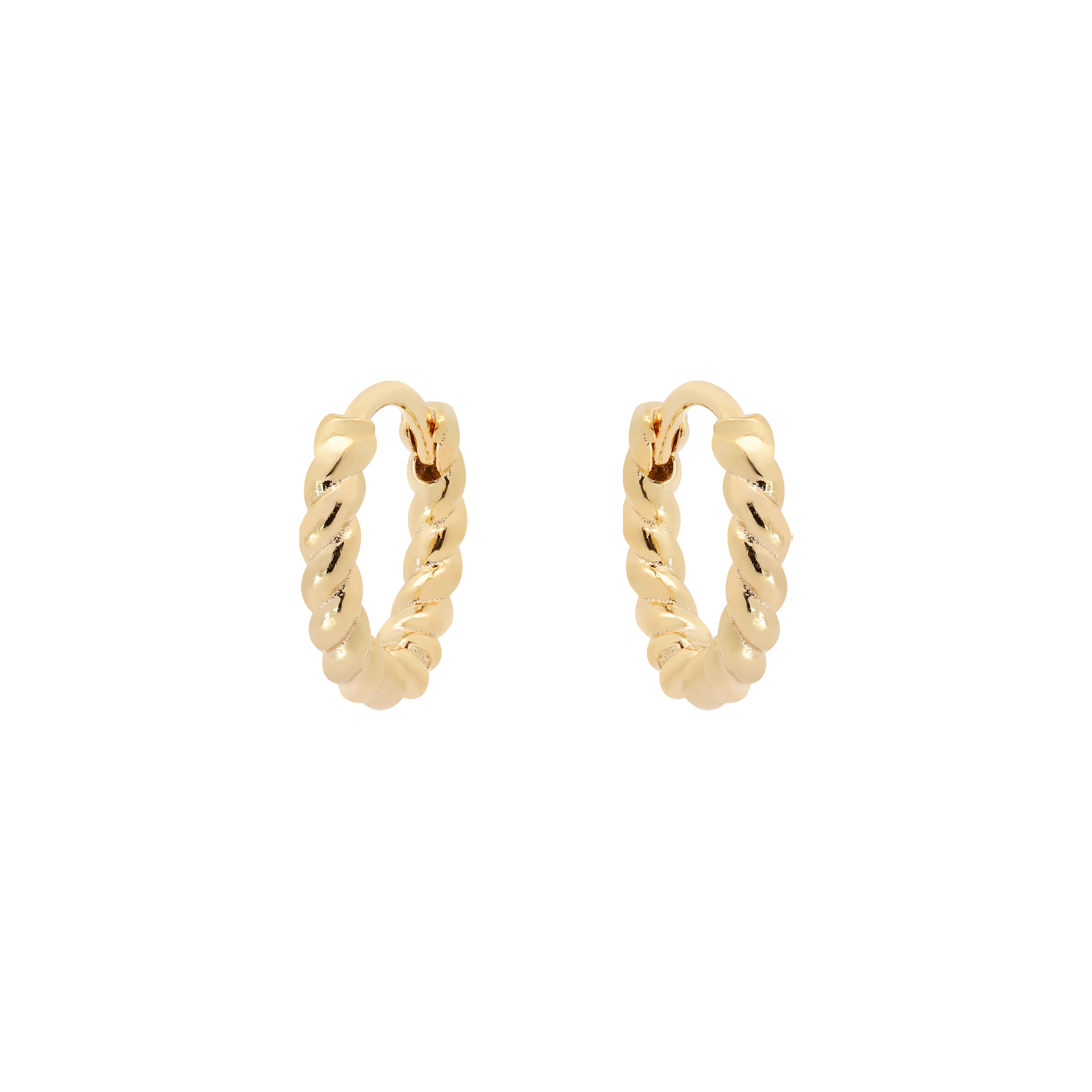 Fate Rope Textured Earring Huggie Hoops - Gold