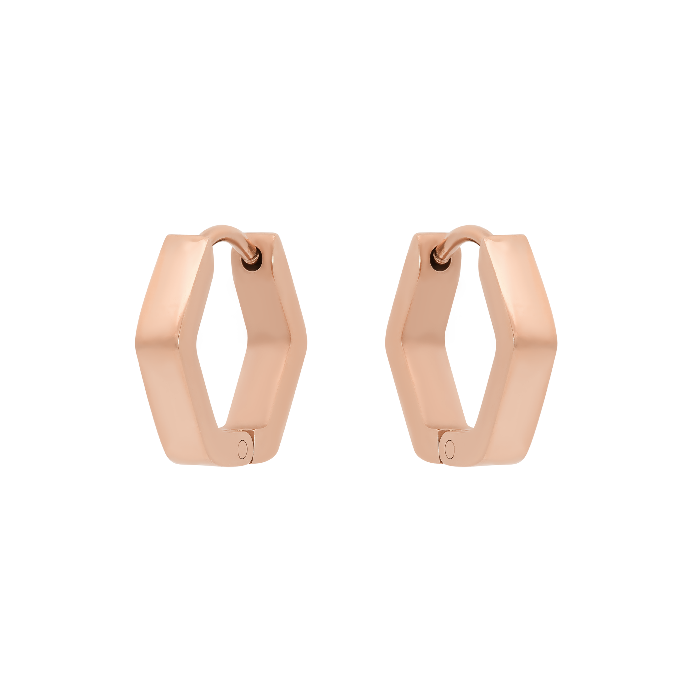 Hex Hexagon Hoop Earrings - Rose Gold