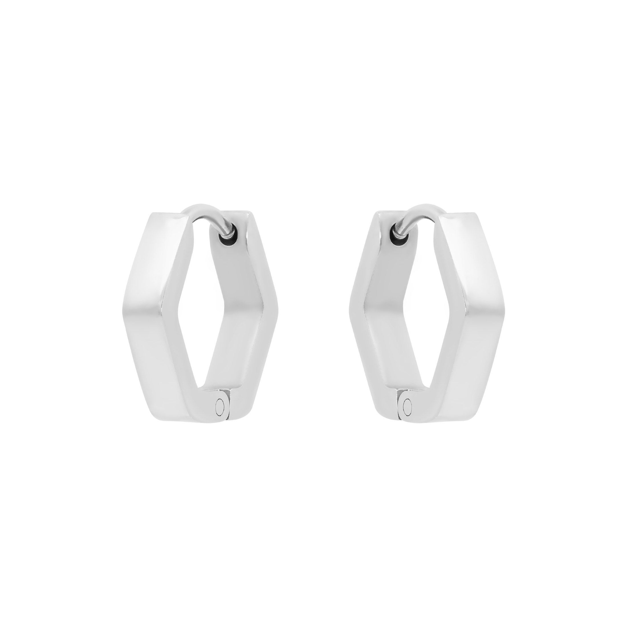 Hex Hexagon Hoop Earrings - Silver