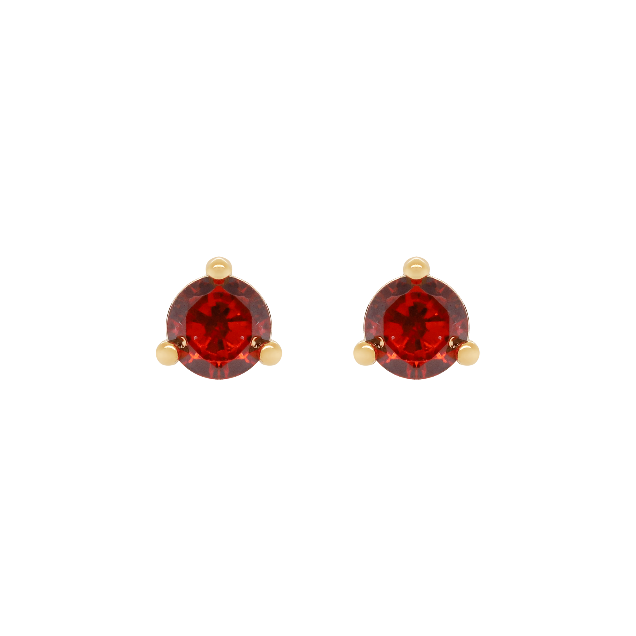 January Garnet Birthstone Earring Studs - Gold