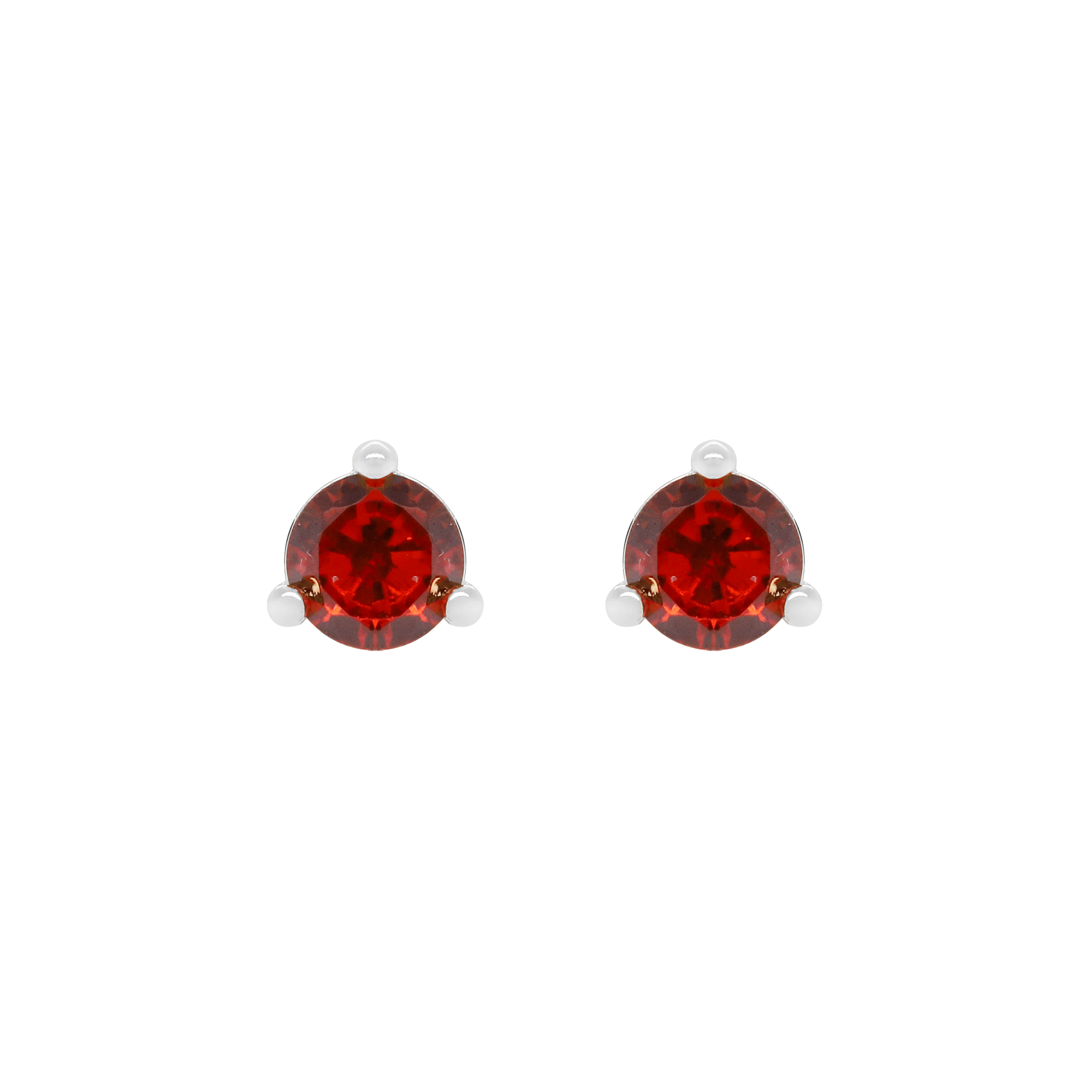 January Garnet Birthstone Earring Studs - Sterling Silver