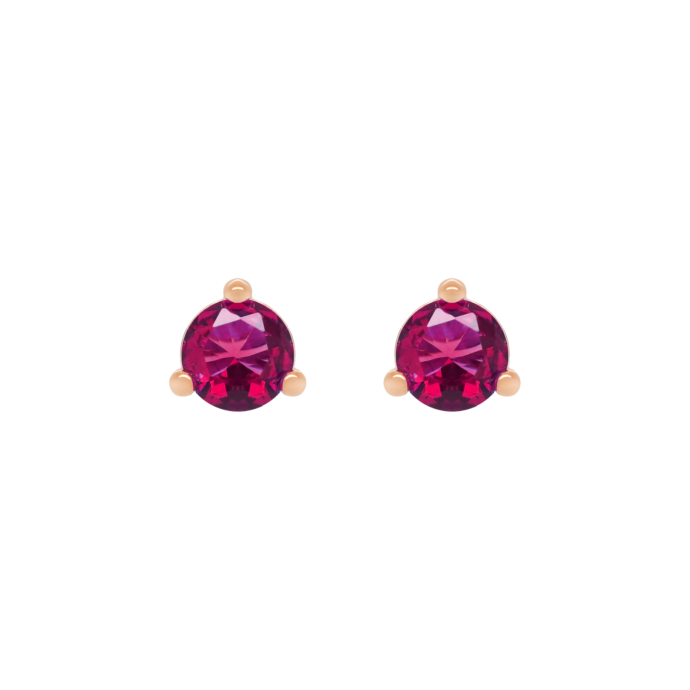 July Ruby Birthstone Earring Studs - Rose Gold