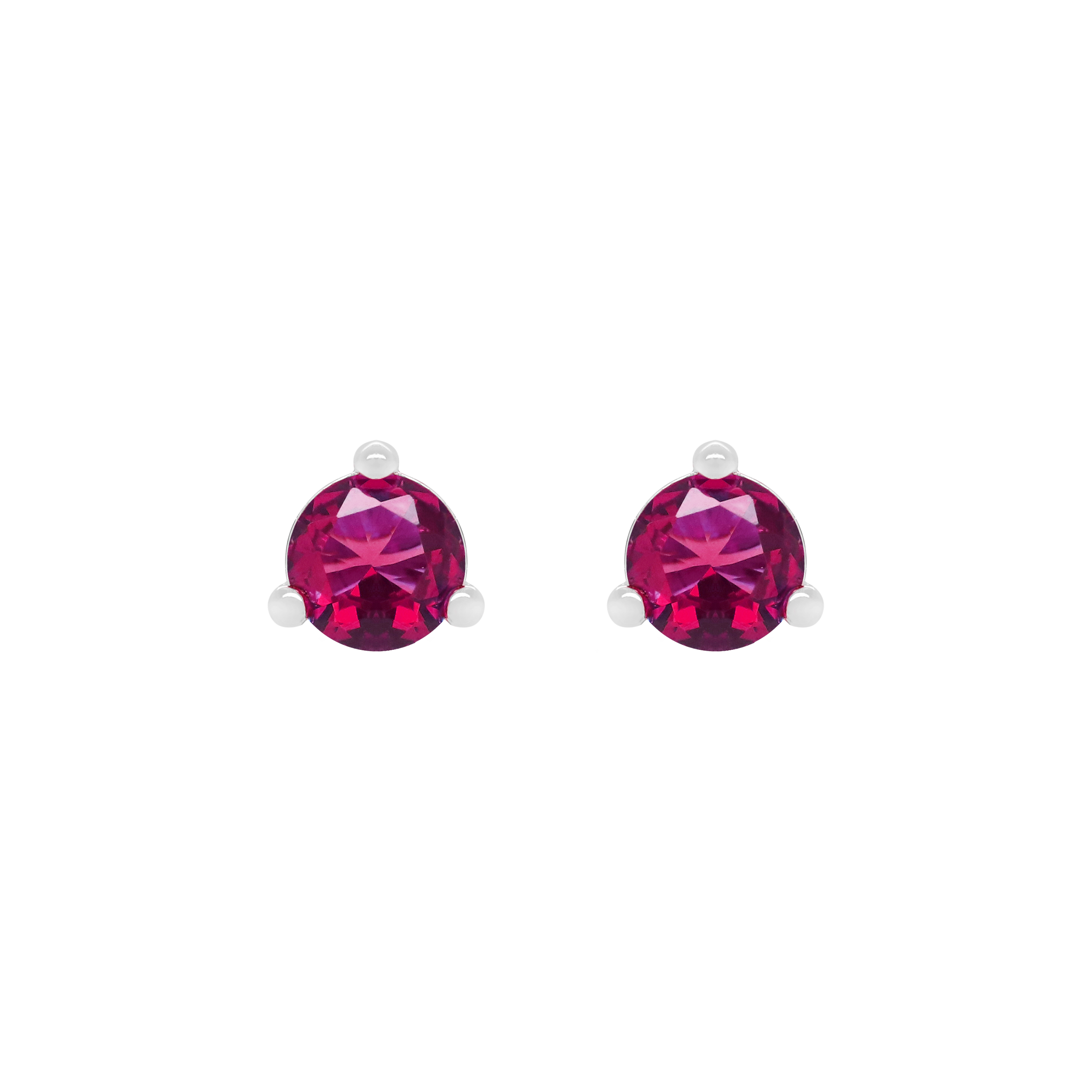 July Ruby Birthstone Earring Studs - Sterling Silver