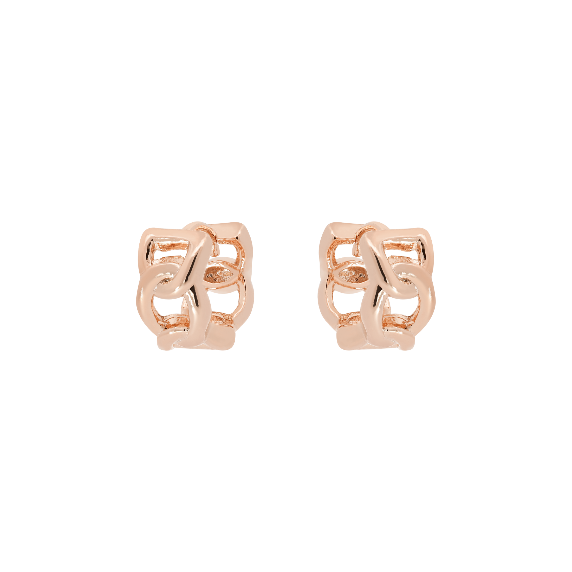 Lani Chain Link Earring Huggie Hoops - Rose Gold