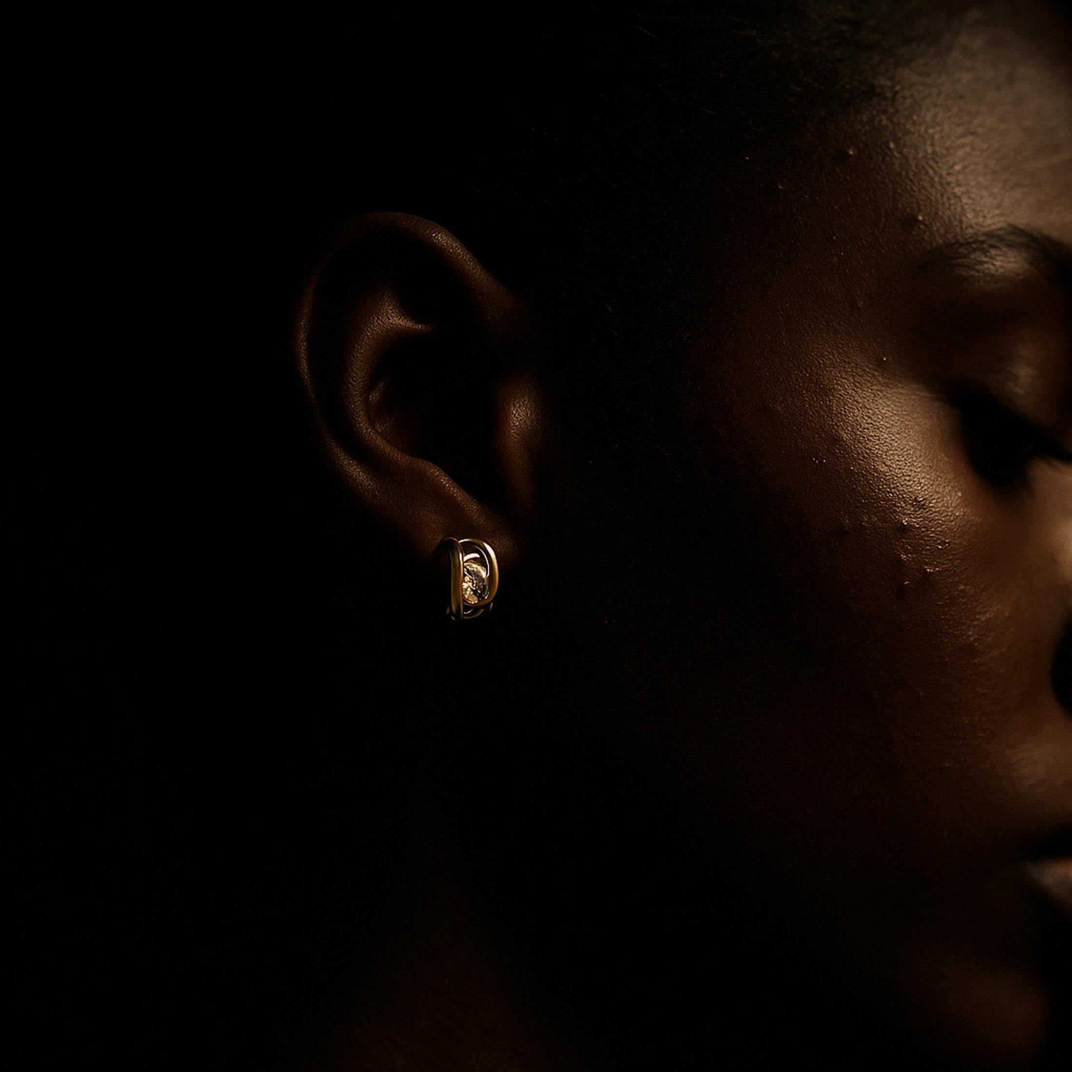 Leah Gemstone Statement Earrings On Model - Gold