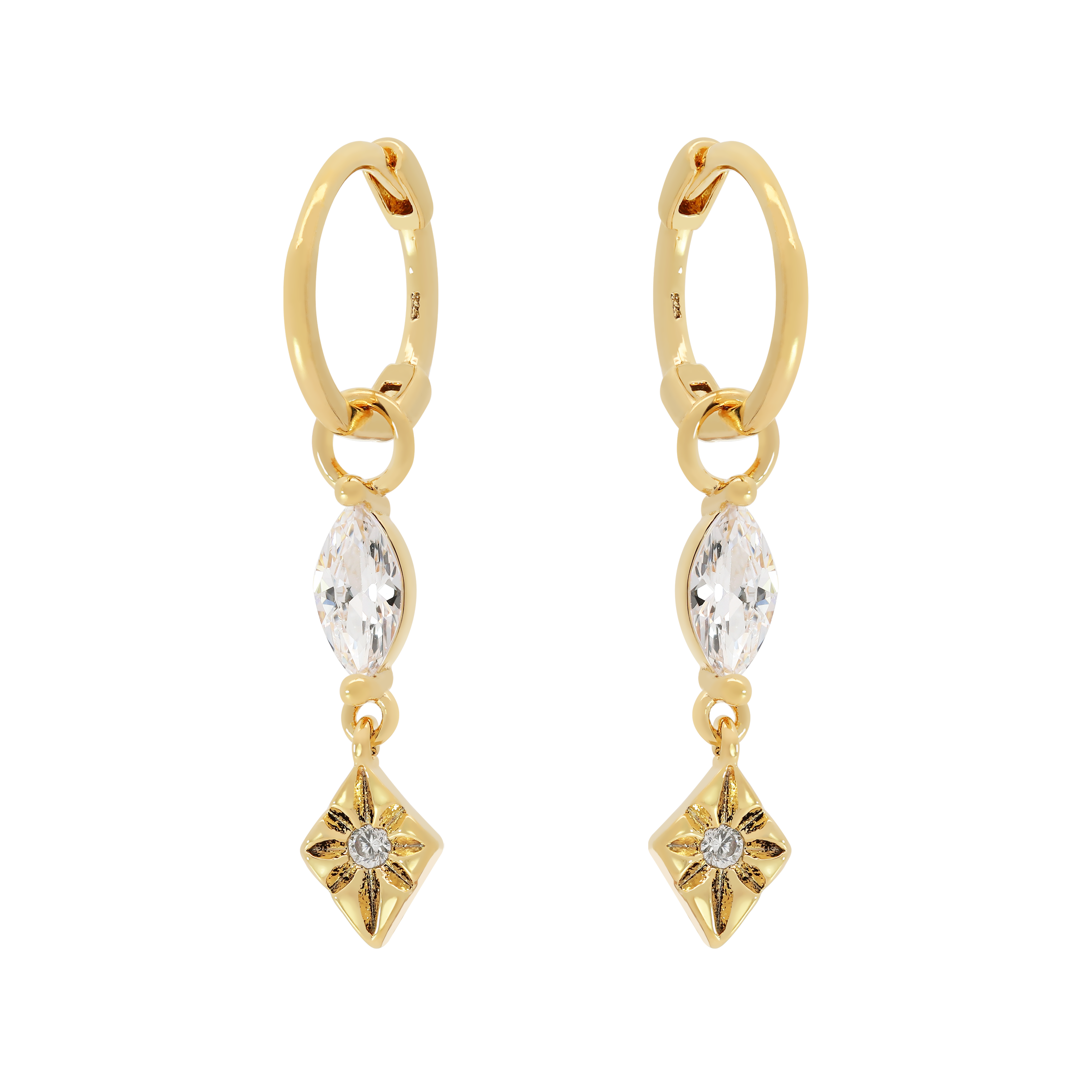 Legacy Gemstone Charm Huggie Hoop Earrings - Gold