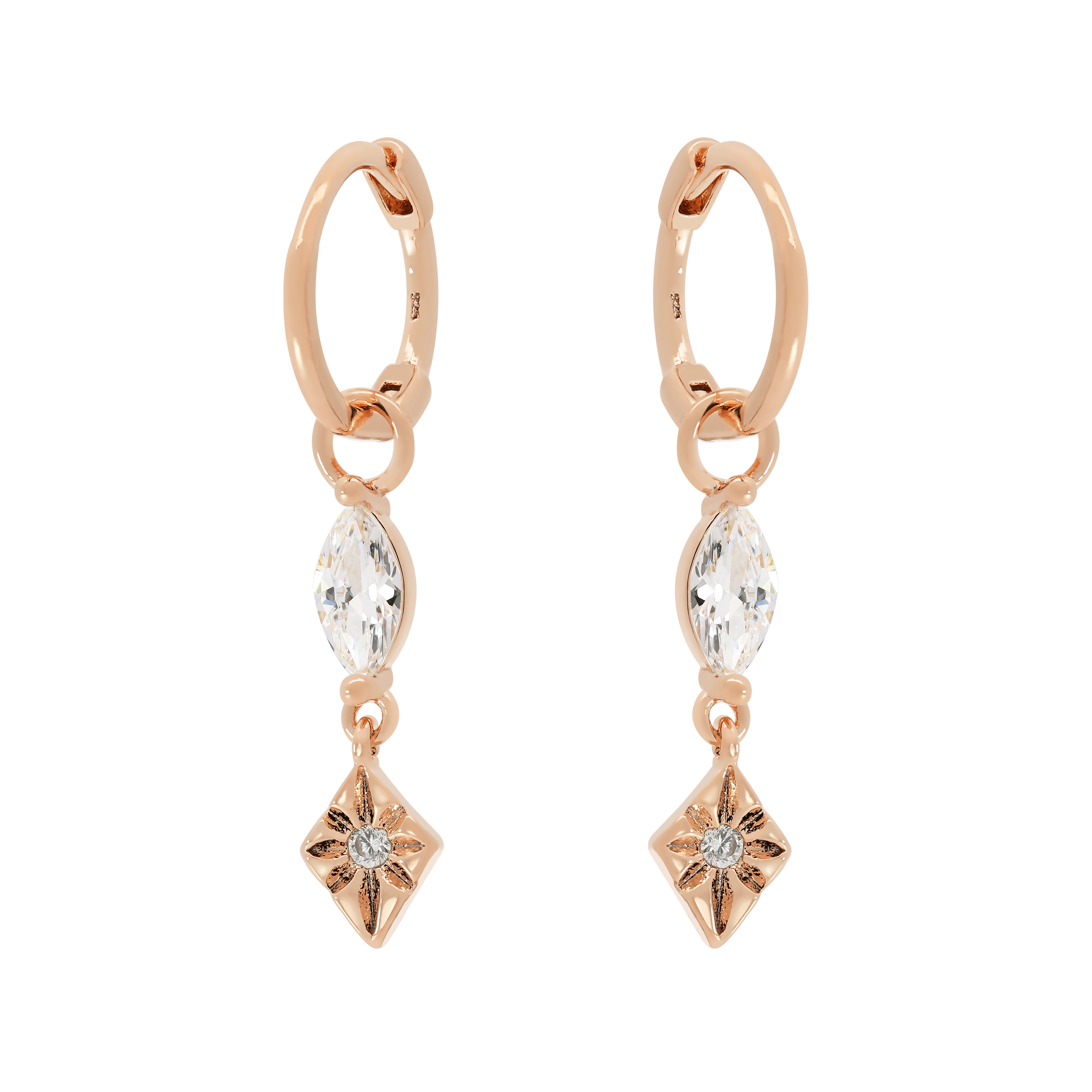 Legacy Gemstone Charm Huggie Hoop Earrings - Rose Gold