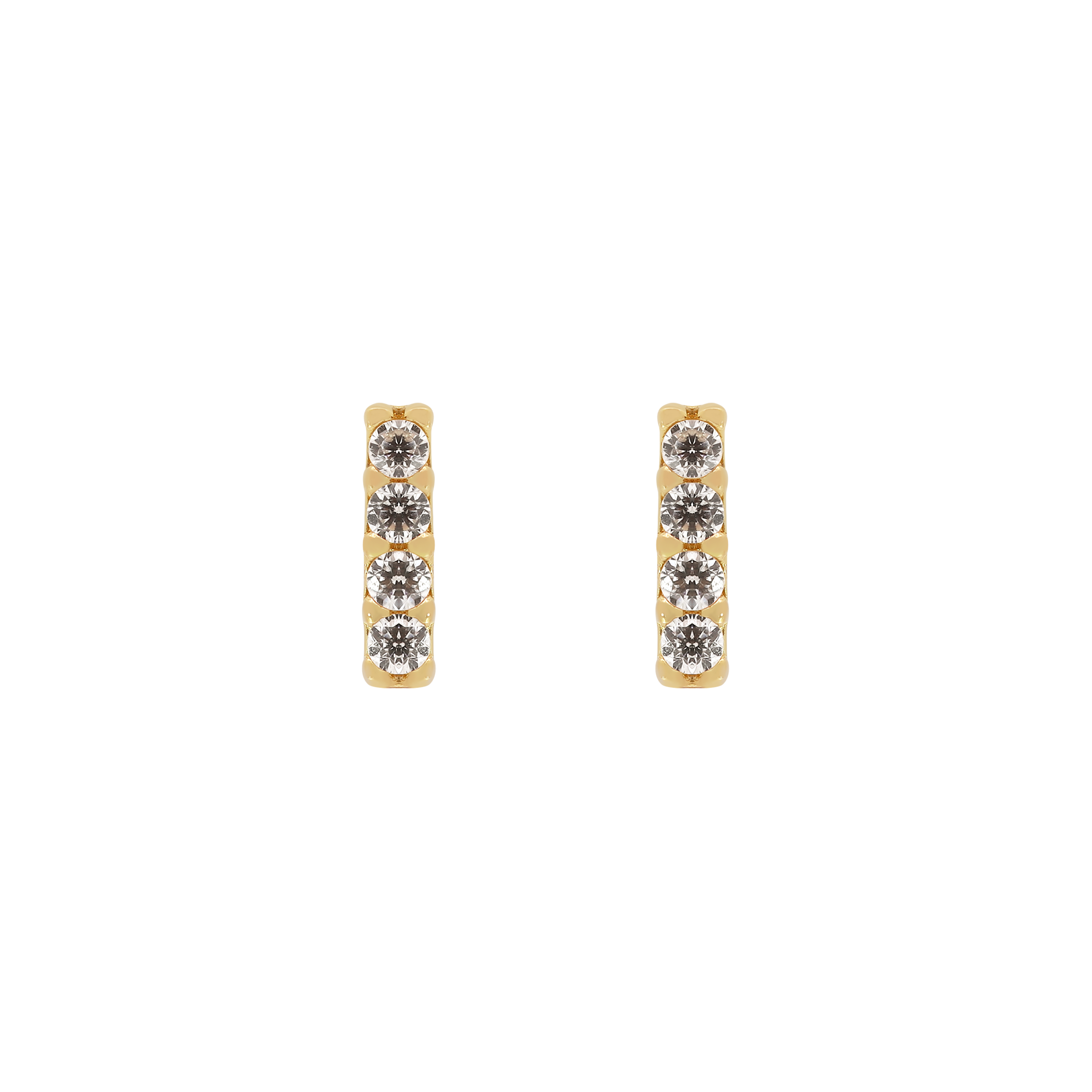 Linear Gemstone Earring Studs - 14K Solid Gold