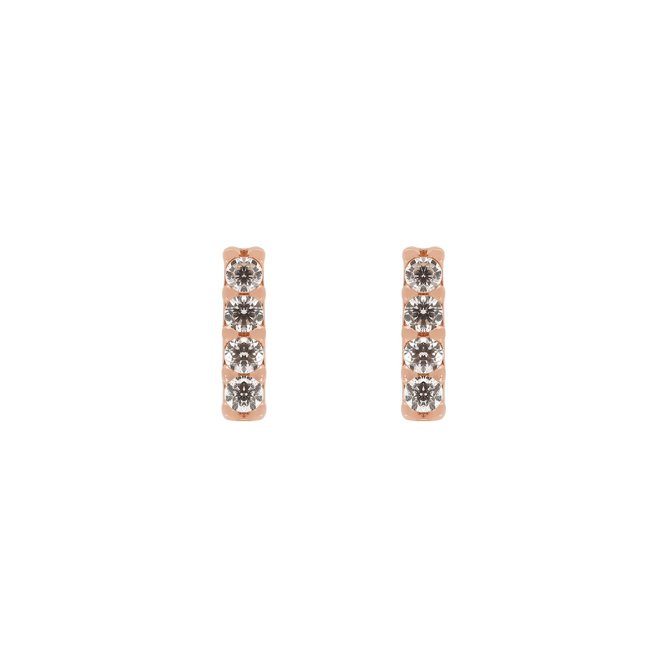 Linear Gemstone Earring Studs - 14K Solid Rose Gold