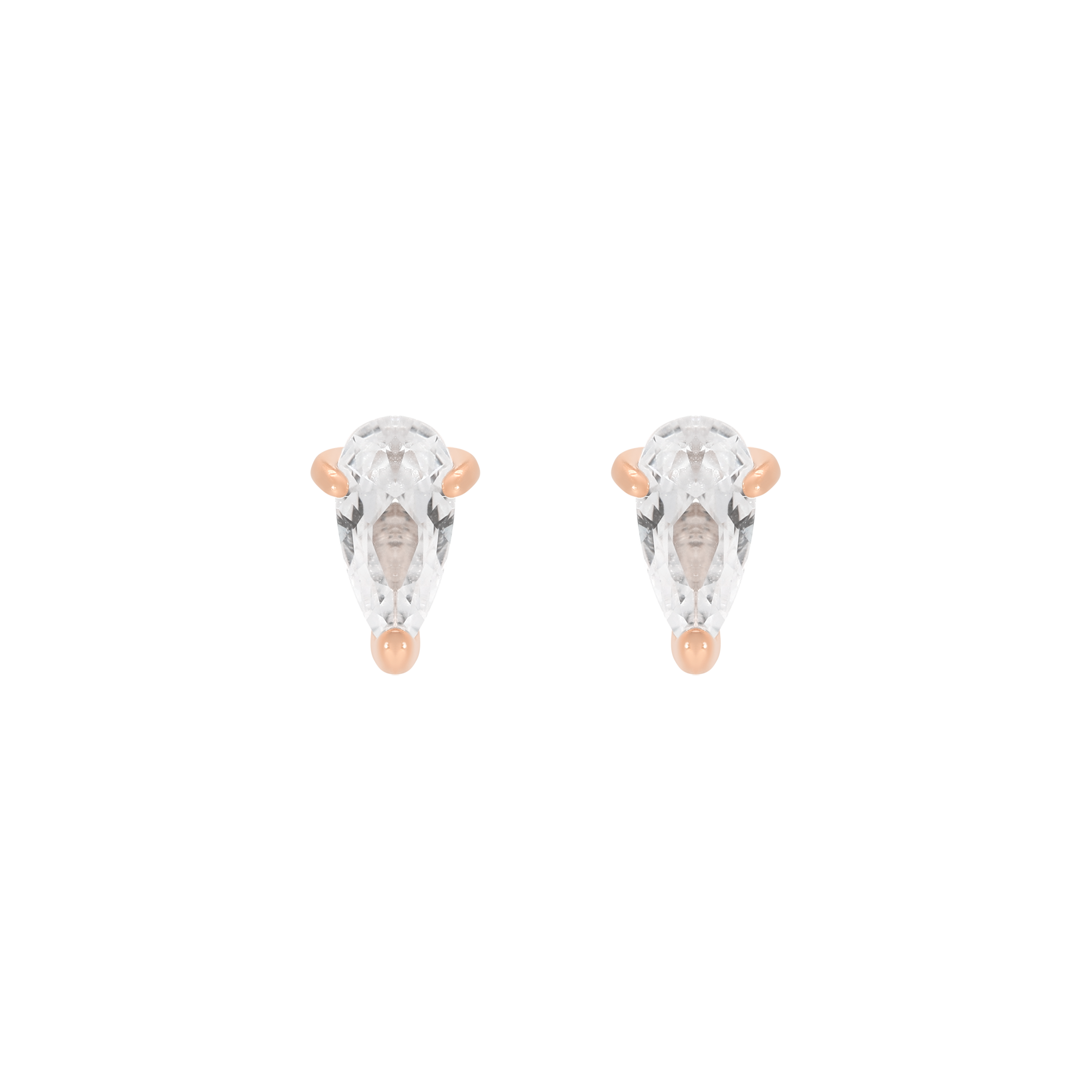 Lithe Teardrop Gemstone Earring Studs - Rose Gold