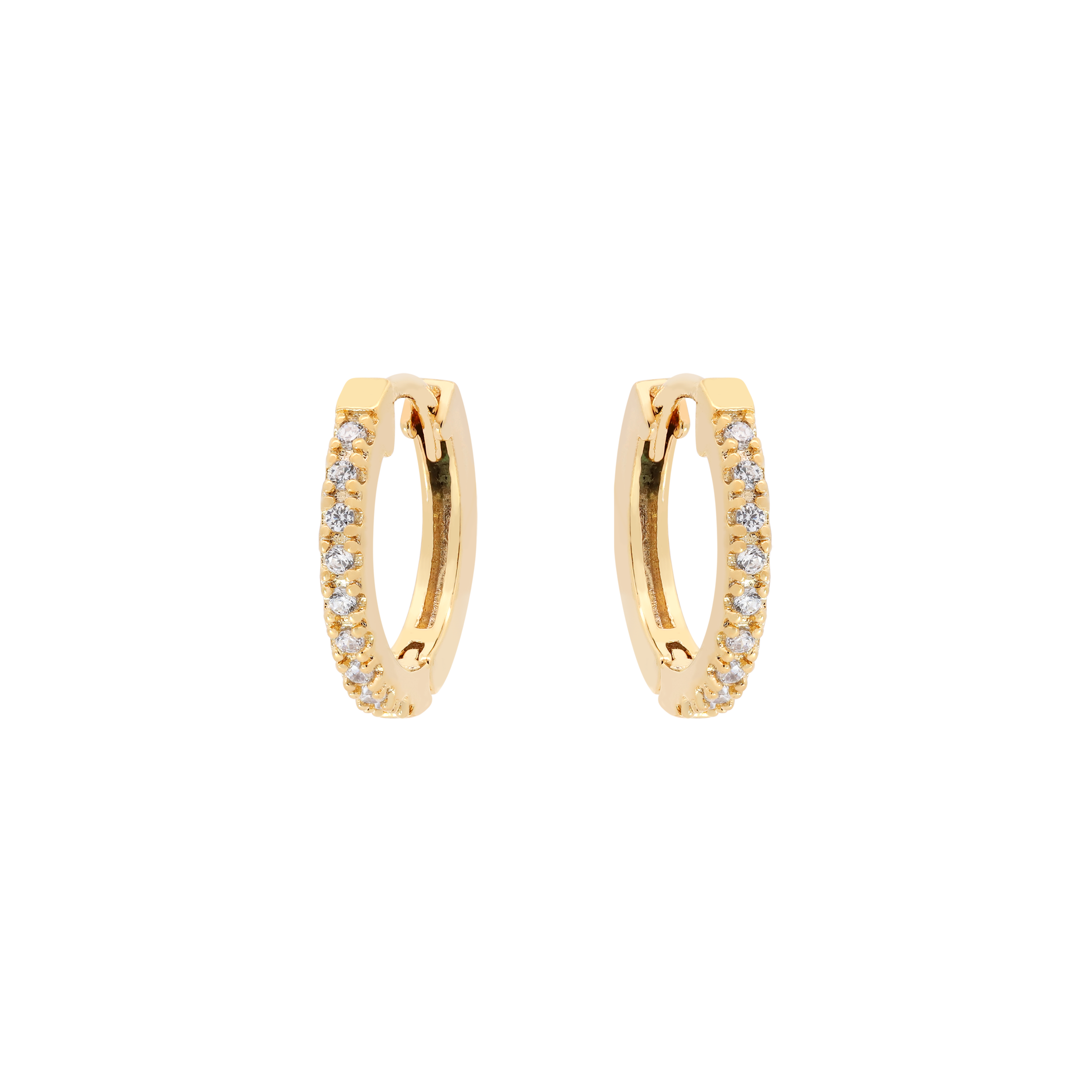 Logic Gemstone Earring Huggie Hoops - Gold