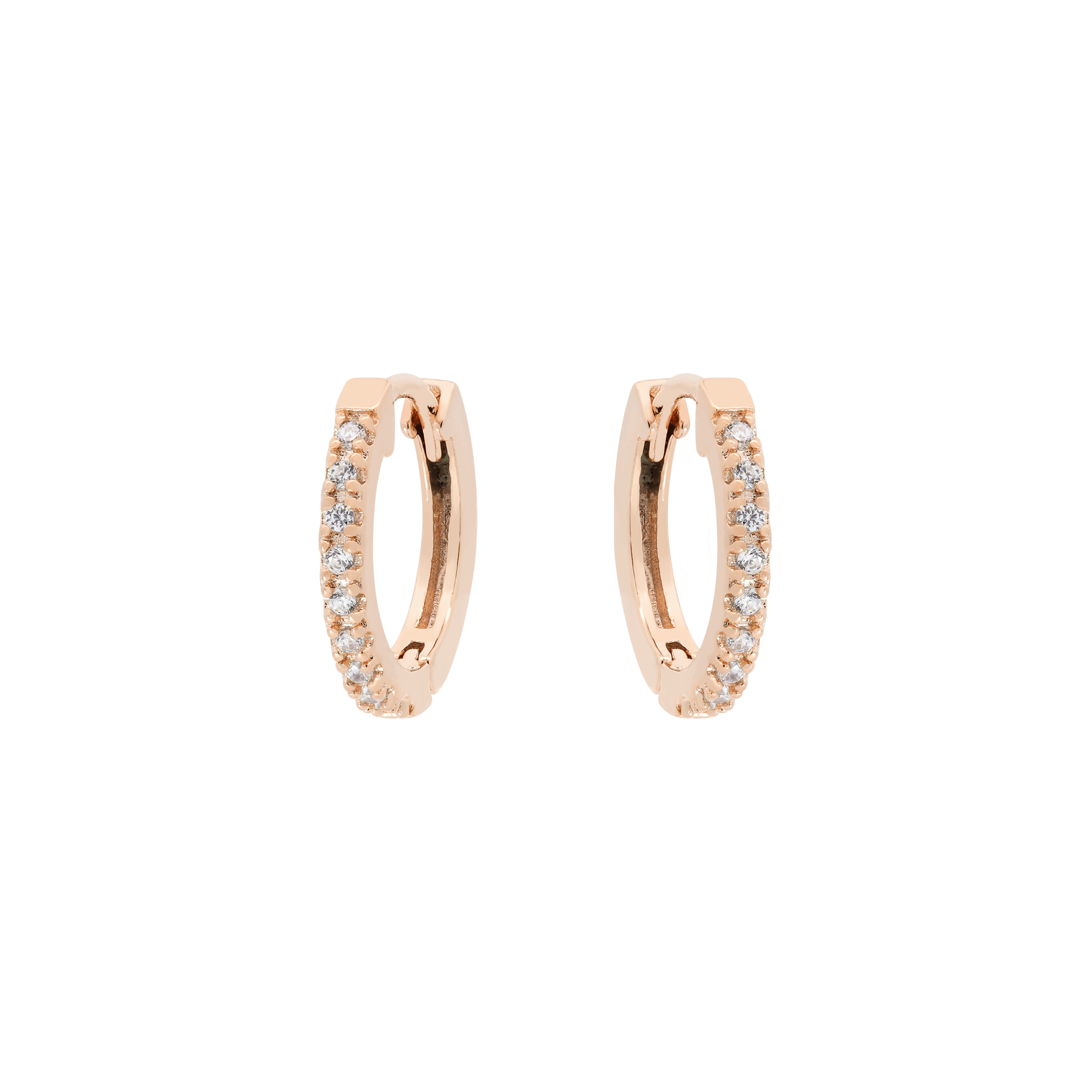 Logic Gemstone Earring Huggie Hoops - Rose Gold