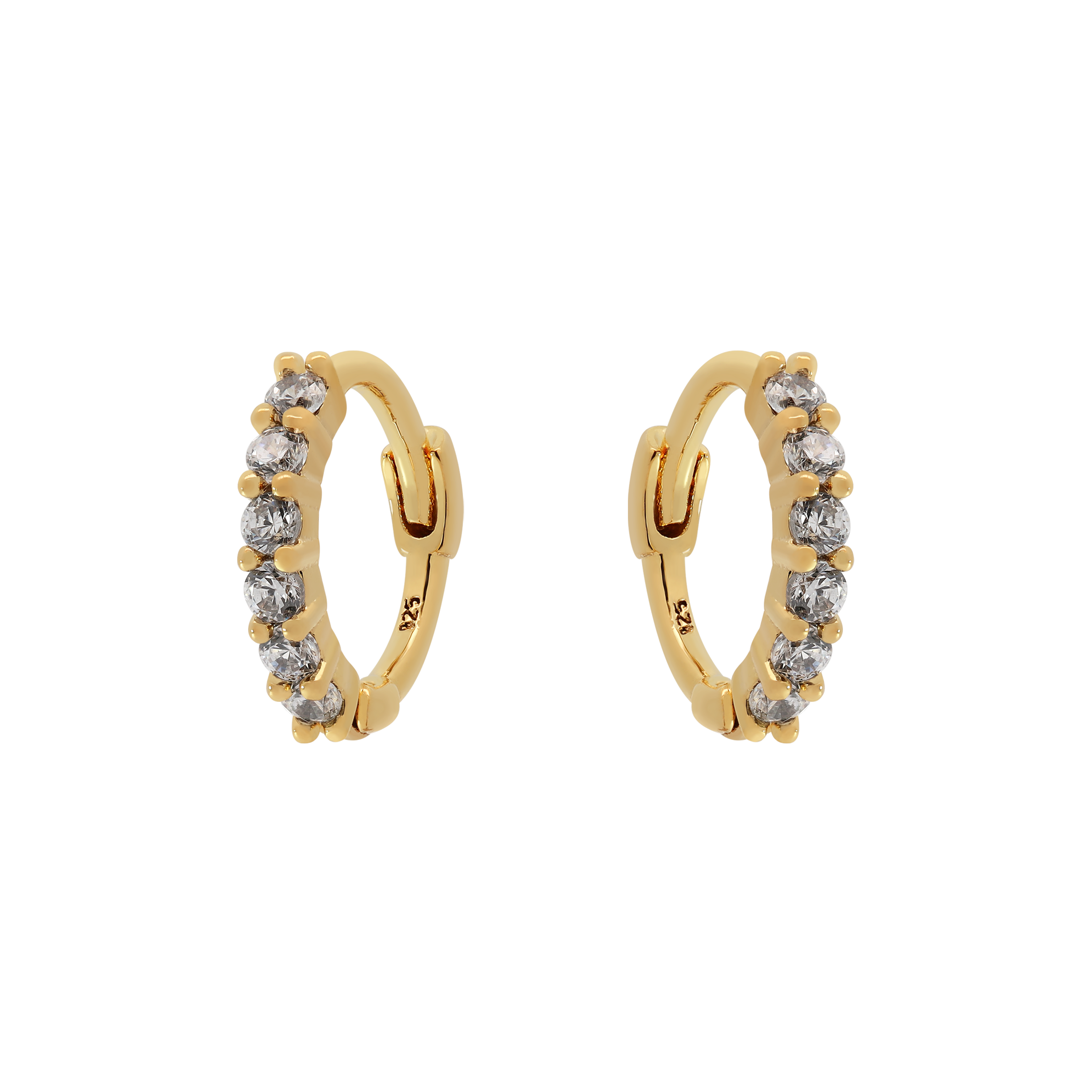 Logic Gemstone Huggie Hoop Earrings - Gold