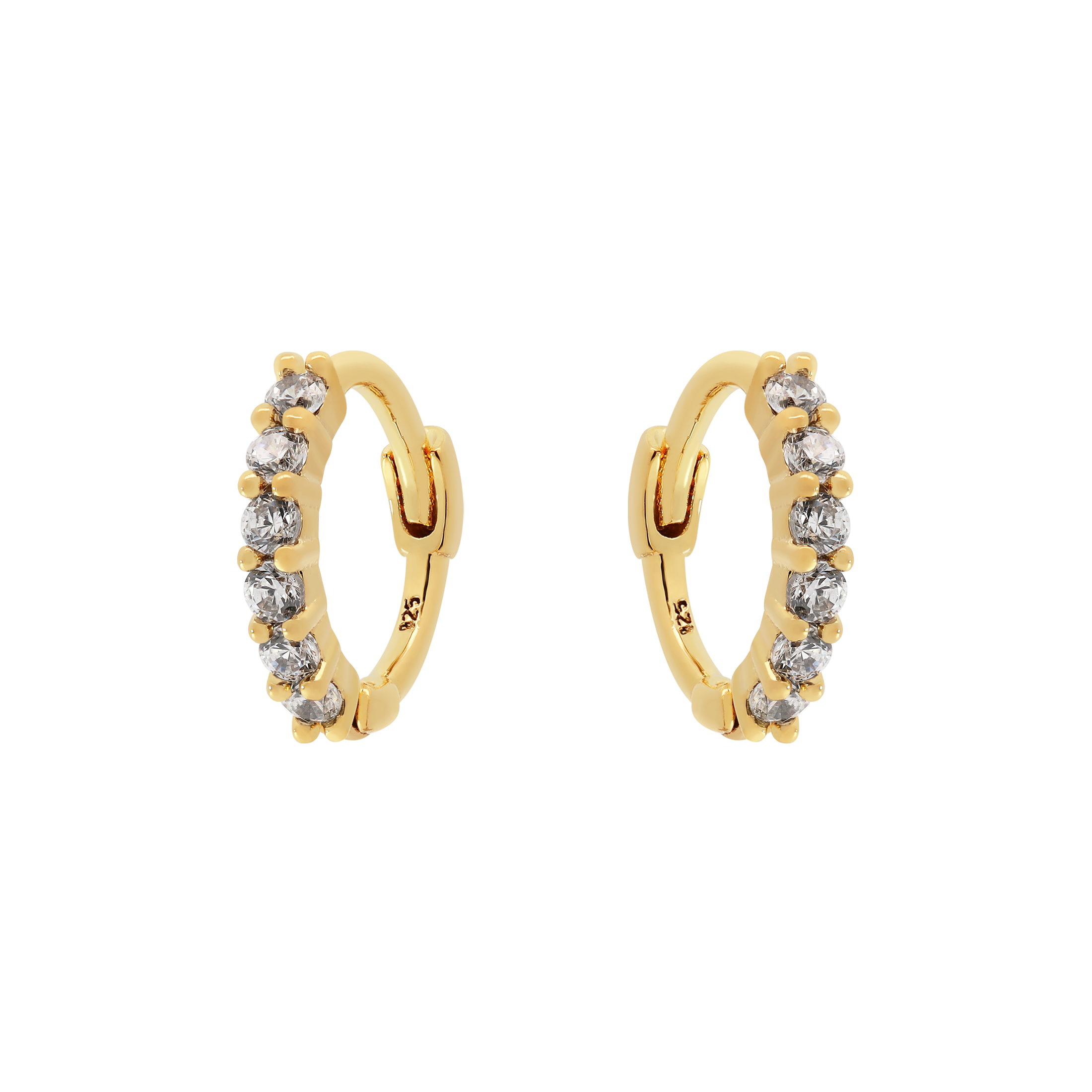 Logic Gemstone Huggie Hoop Earrings - Gold