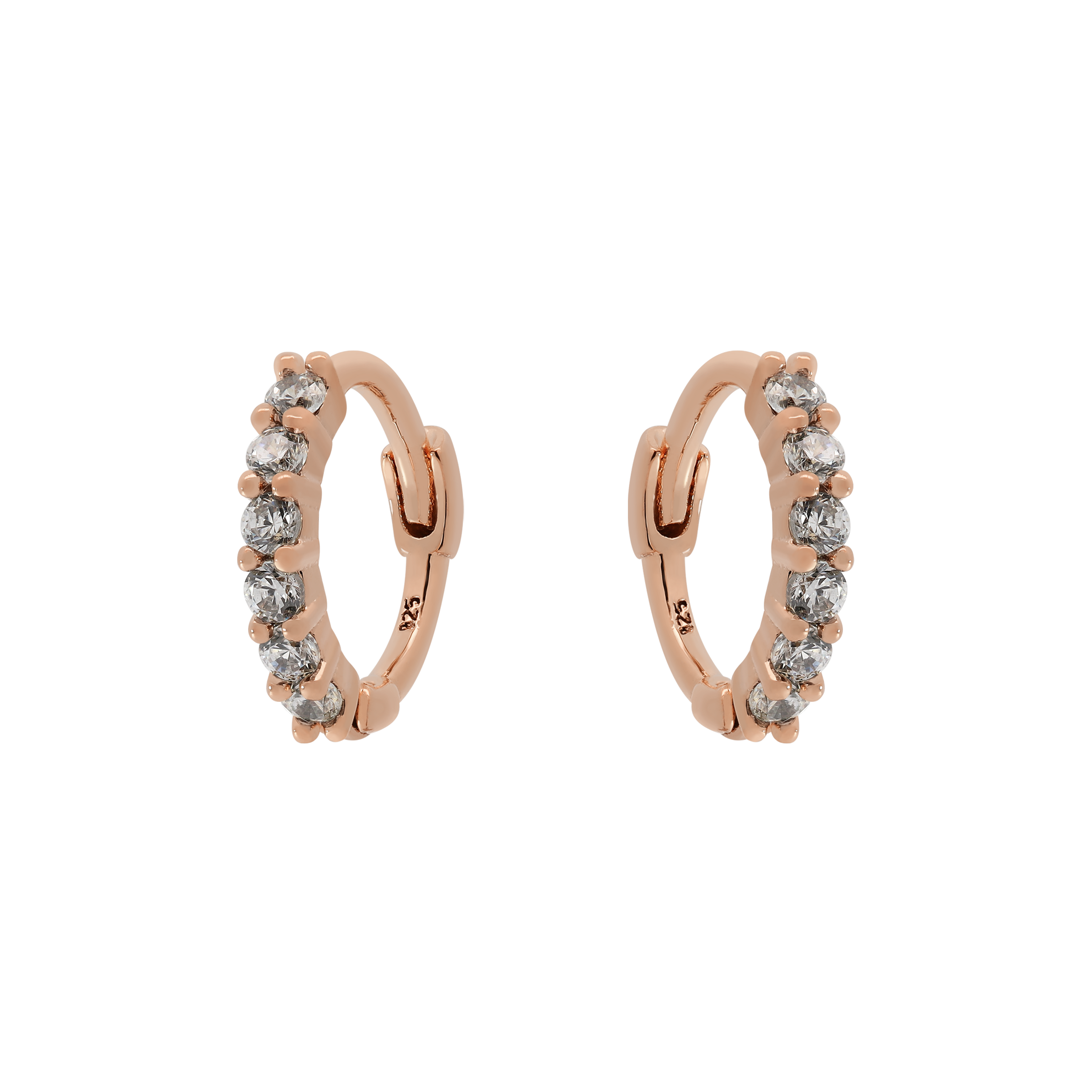 Logic Gemstone Huggie Hoop Earrings - Rose Gold