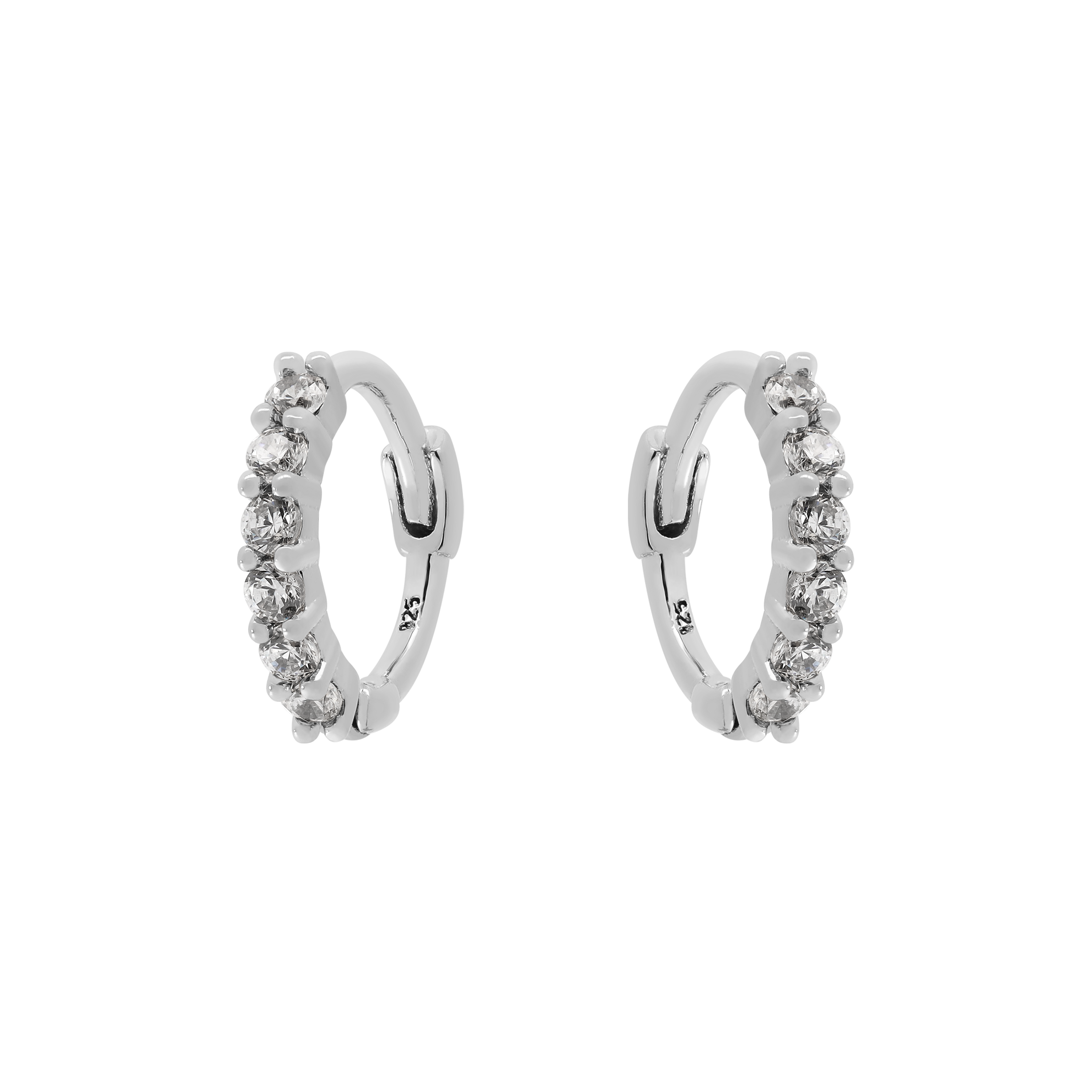 Logic Gemstone Huggie Hoop Earrings - Sterling Silver