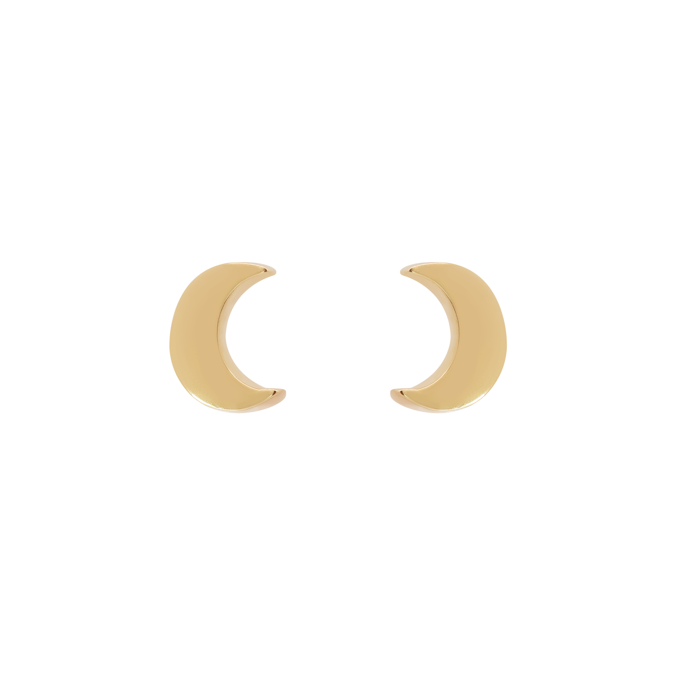 Lunar Moon Crescent Earring Studs - 14K Solid Gold