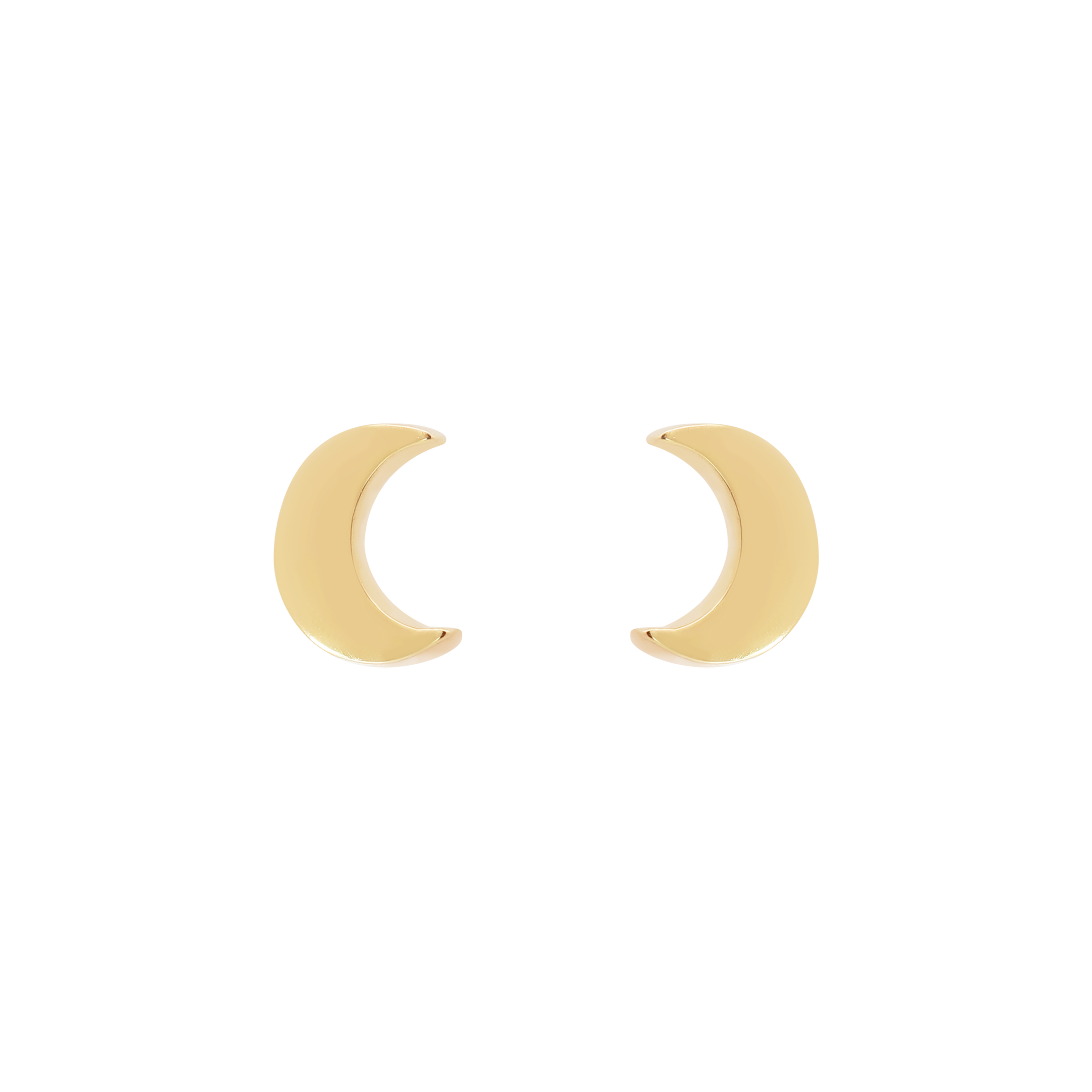 Lunar Moon Crescent Earring Studs - 14K Solid Gold