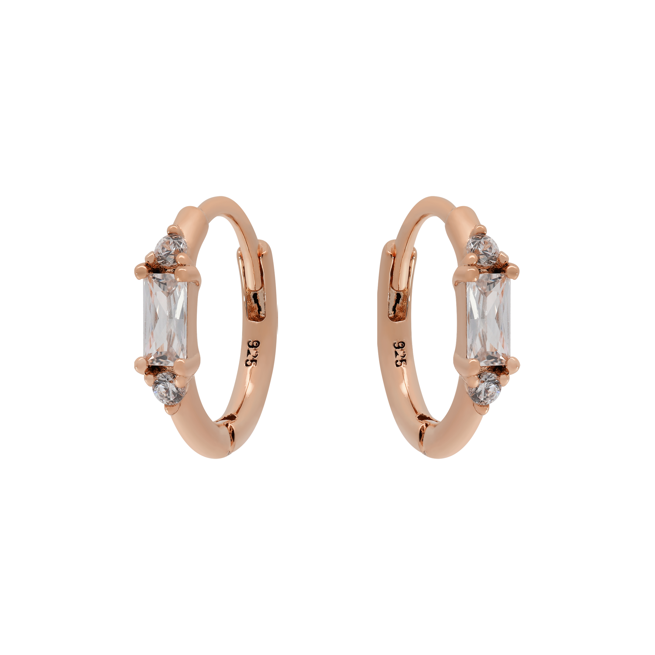 Lyric Gemstone Huggie Hoop Earrings - Rose Gold