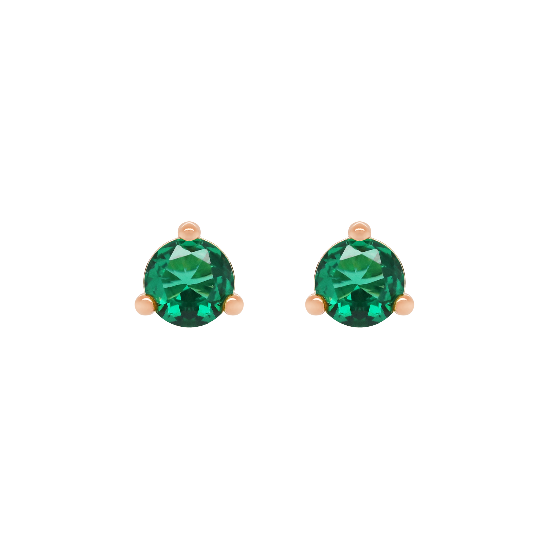 May Emerald Birthstone Earring Studs - Rose Gold