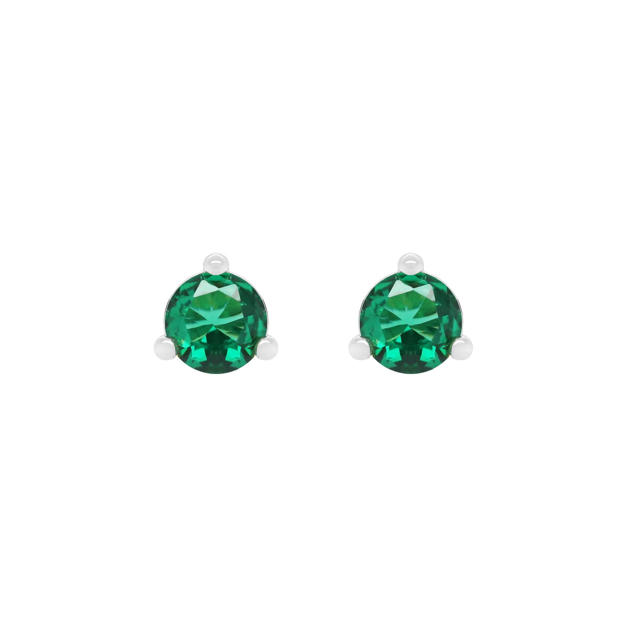 May Emerald Birthstone Earring Studs - Sterling Silver