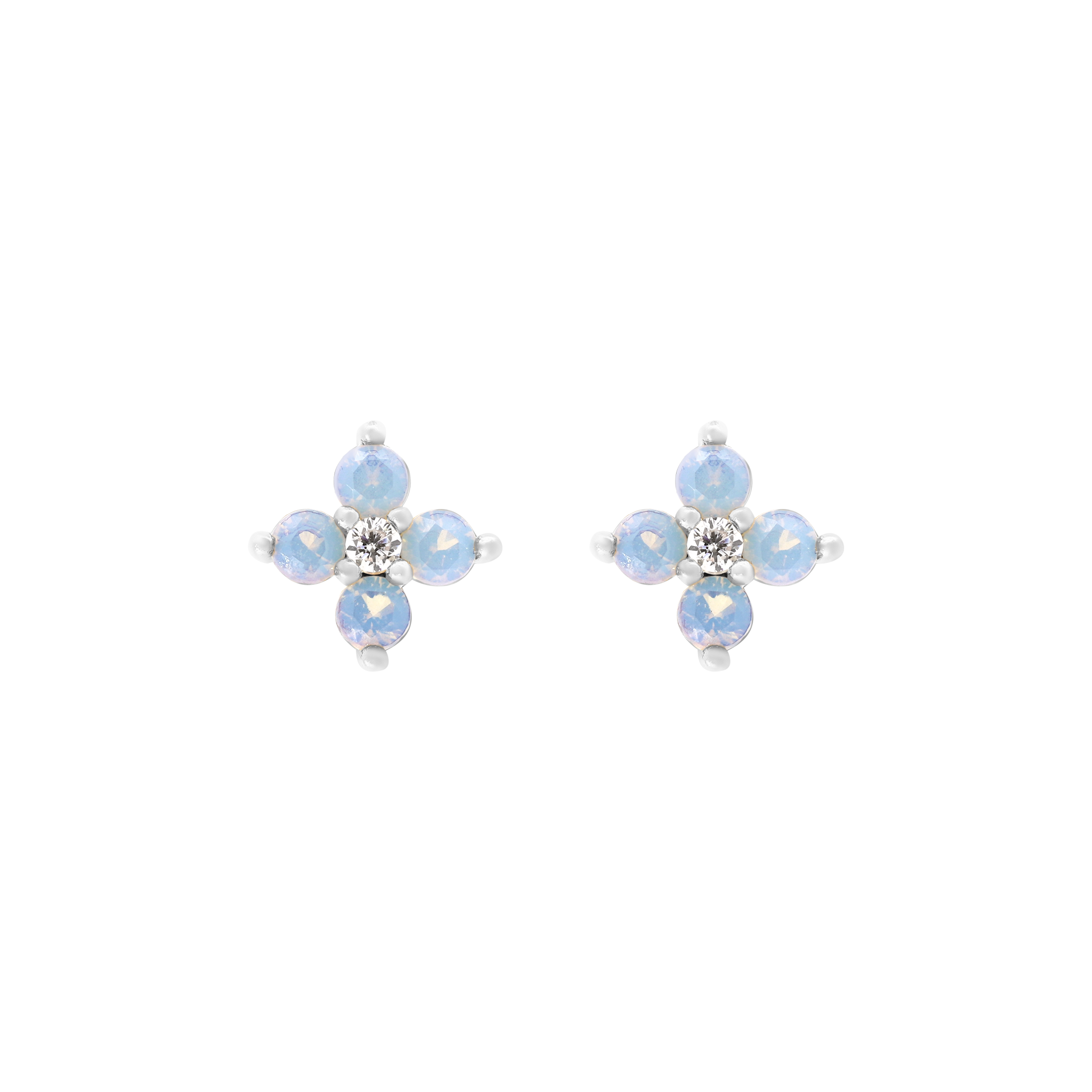 Nami Gemstone Clover Earring Studs 2 - Sterling Silver