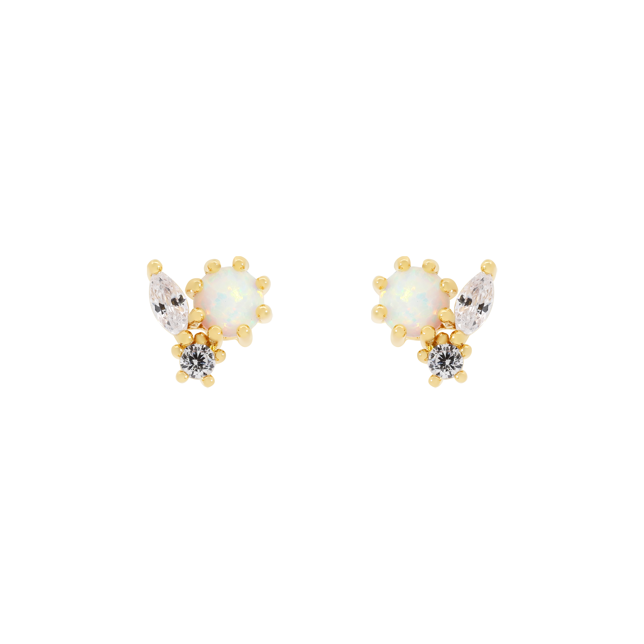 Oasis Opal & Gemstone Earring Studs - Gold