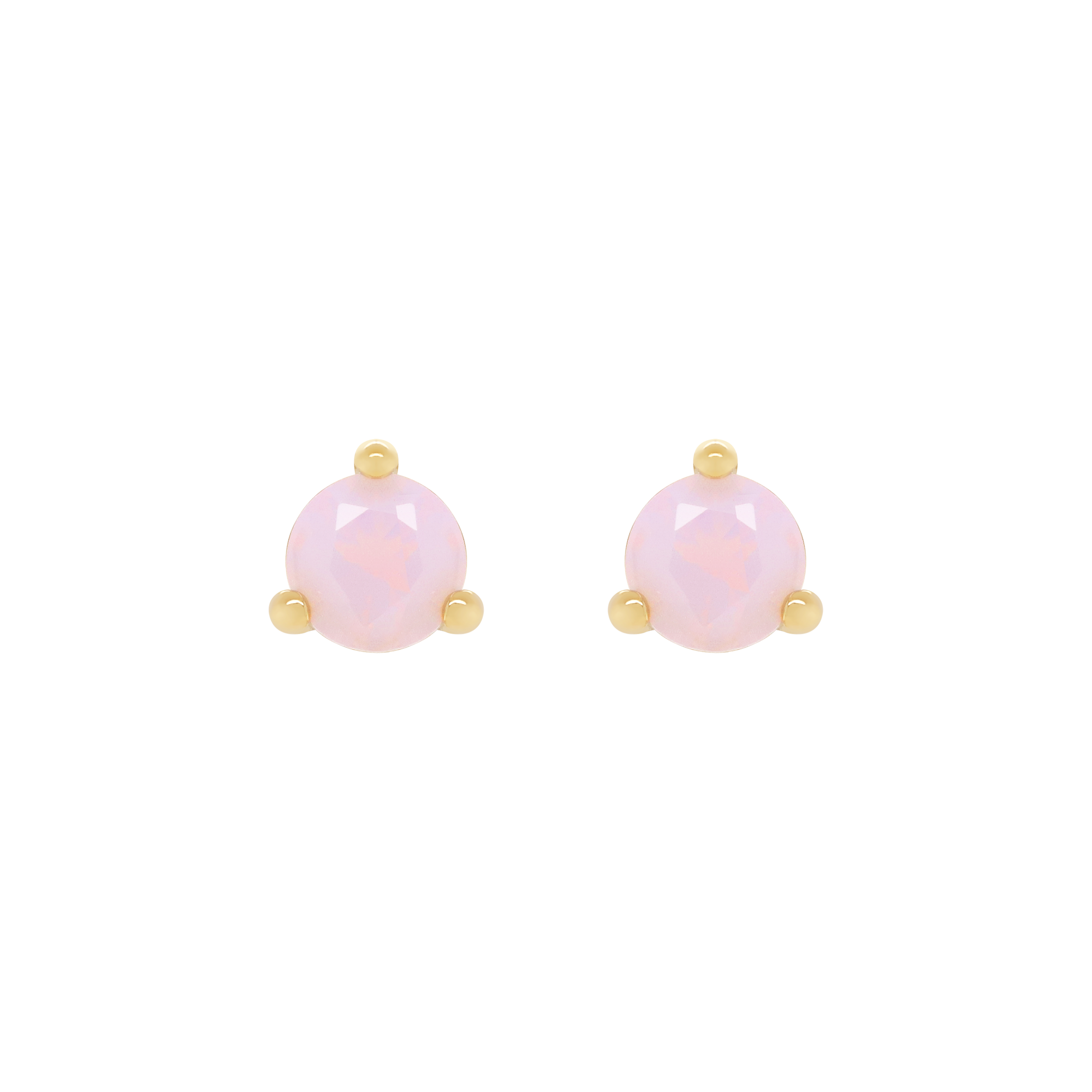 October Opal Birthstone Earring Studs - Gold