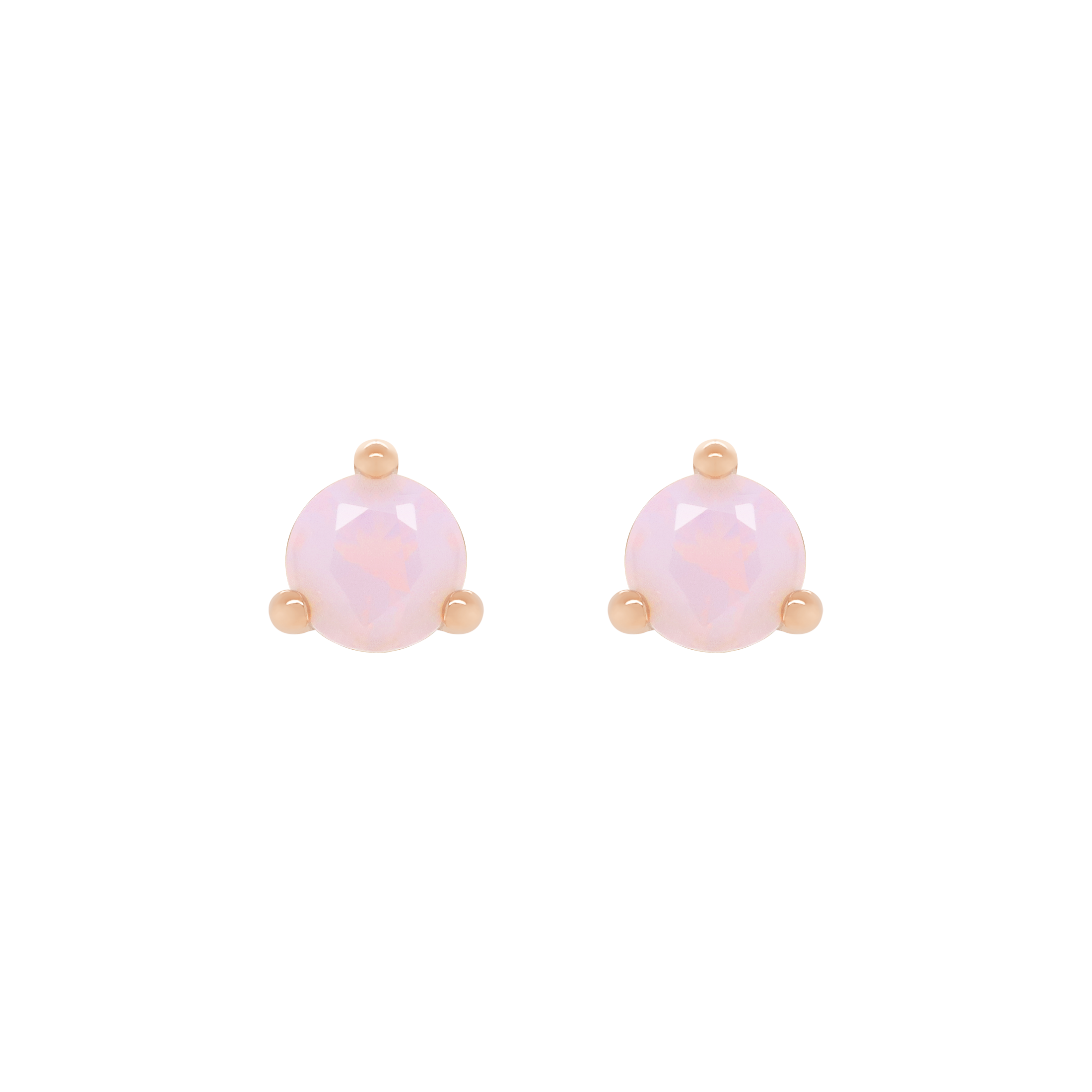 October Opal Birthstone Earring Studs - Rose Gold