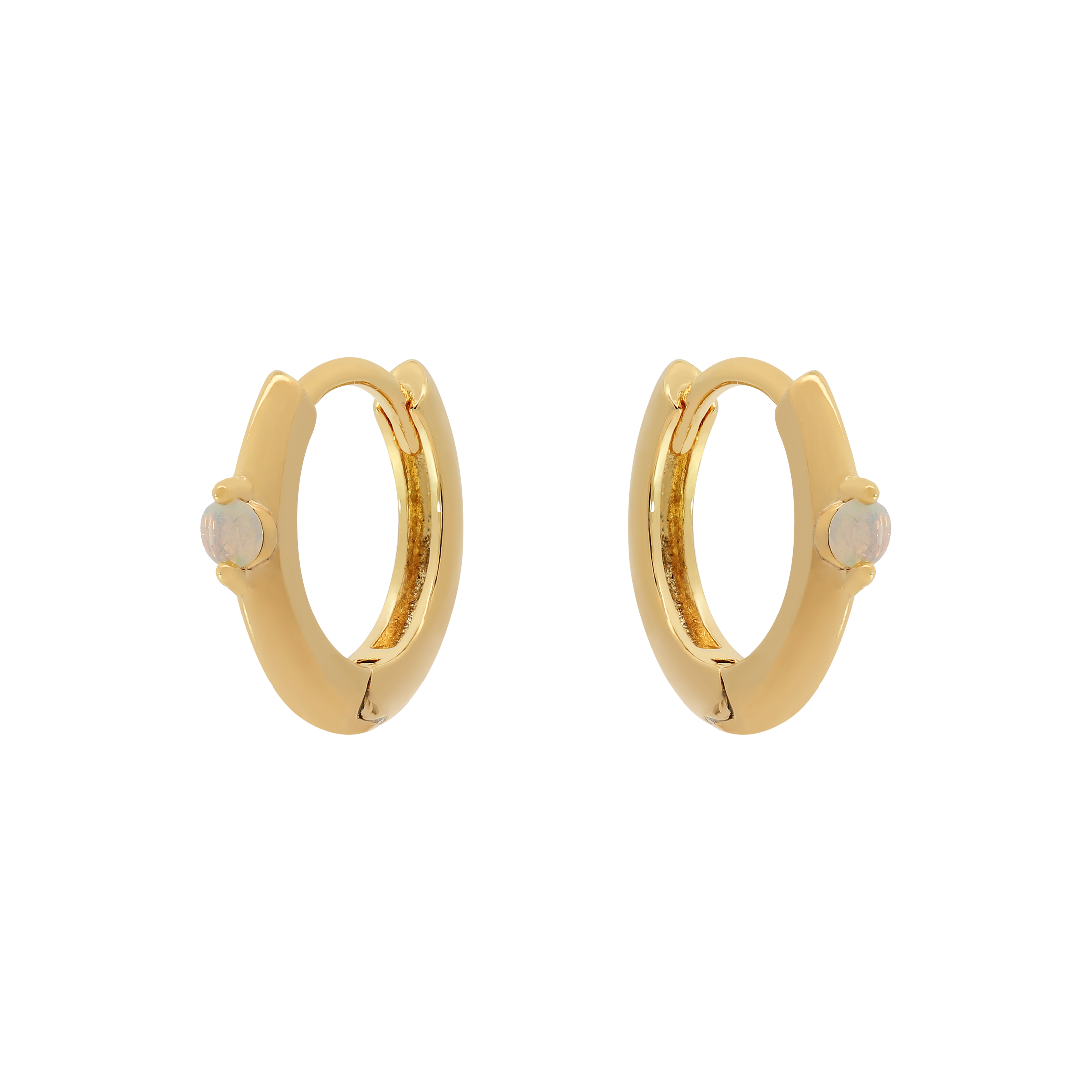 Orion Moonstone Huggie Hoop Earrings - Gold