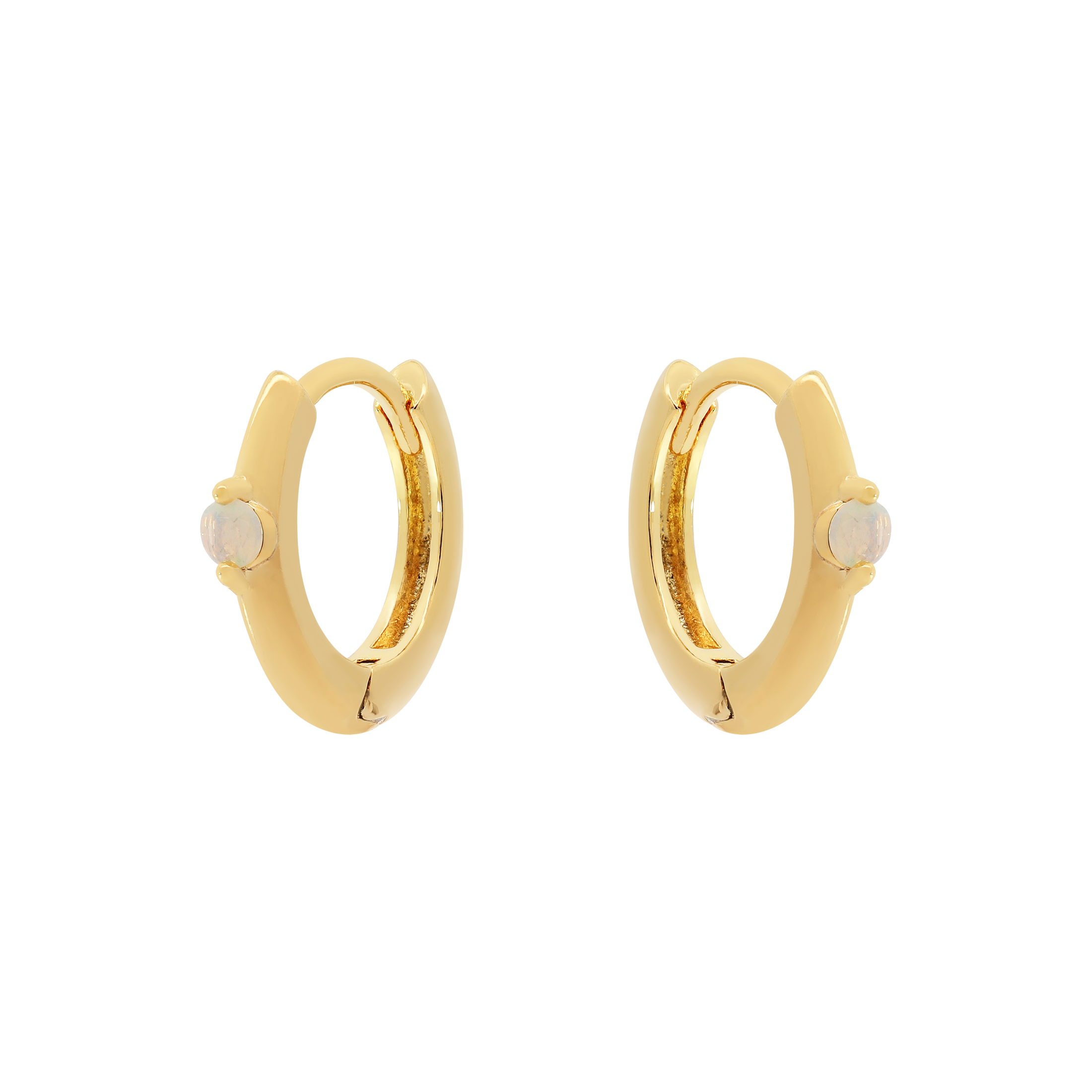 Orion Moonstone Huggie Hoop Earrings - Gold