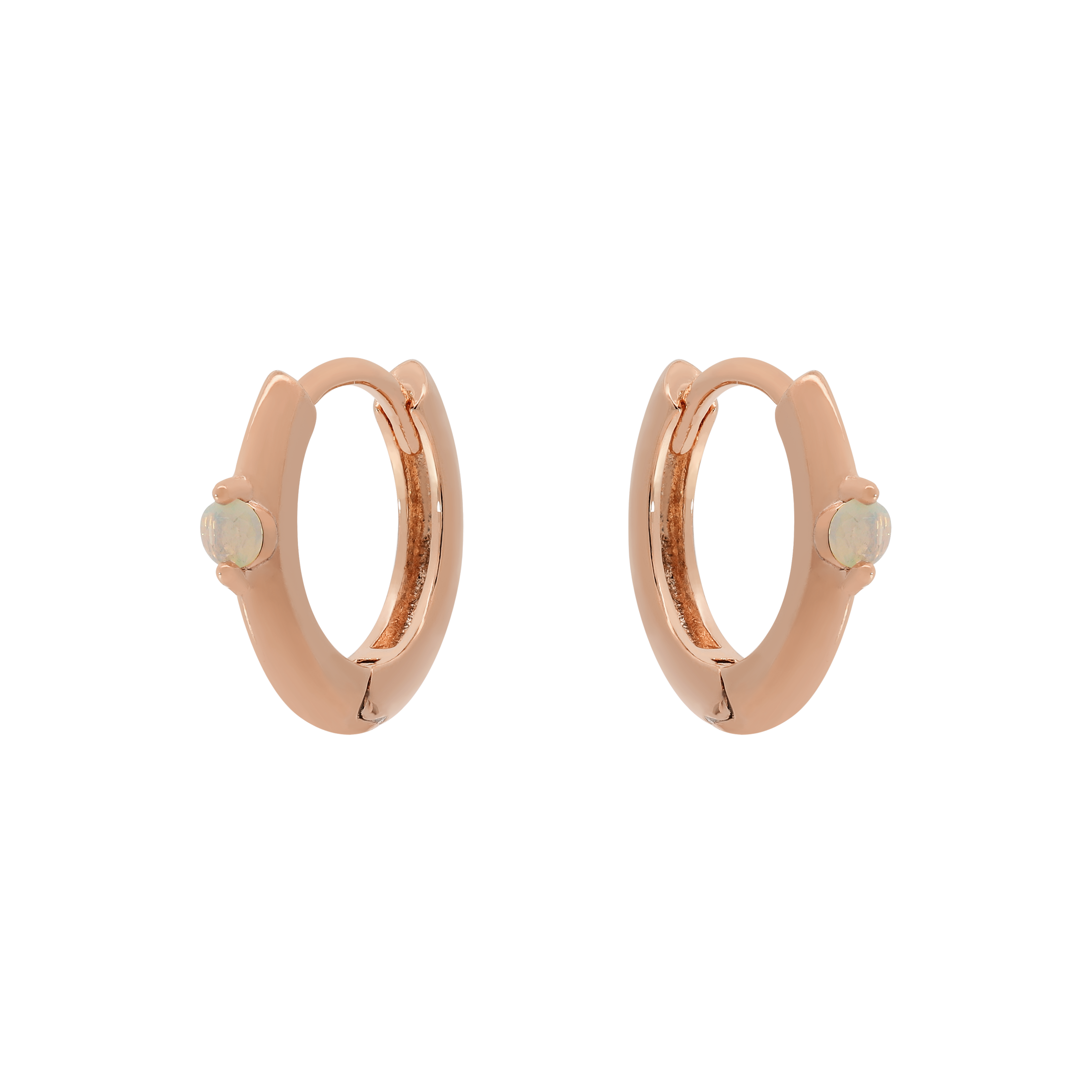 Orion Moonstone Huggie Hoop Earrings - Rose Gold