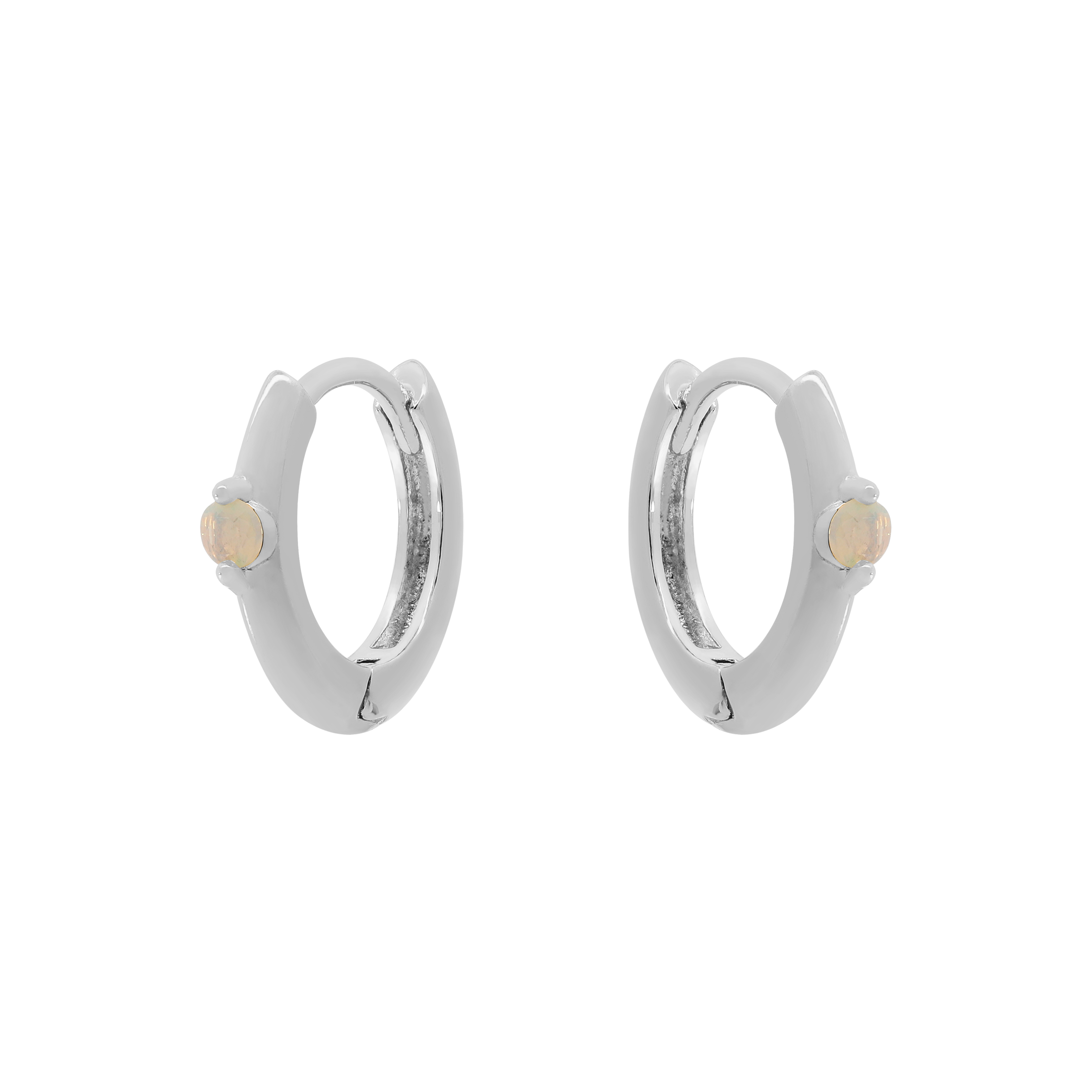 Orion Moonstone Huggie Hoop Earrings - Sterling Silver