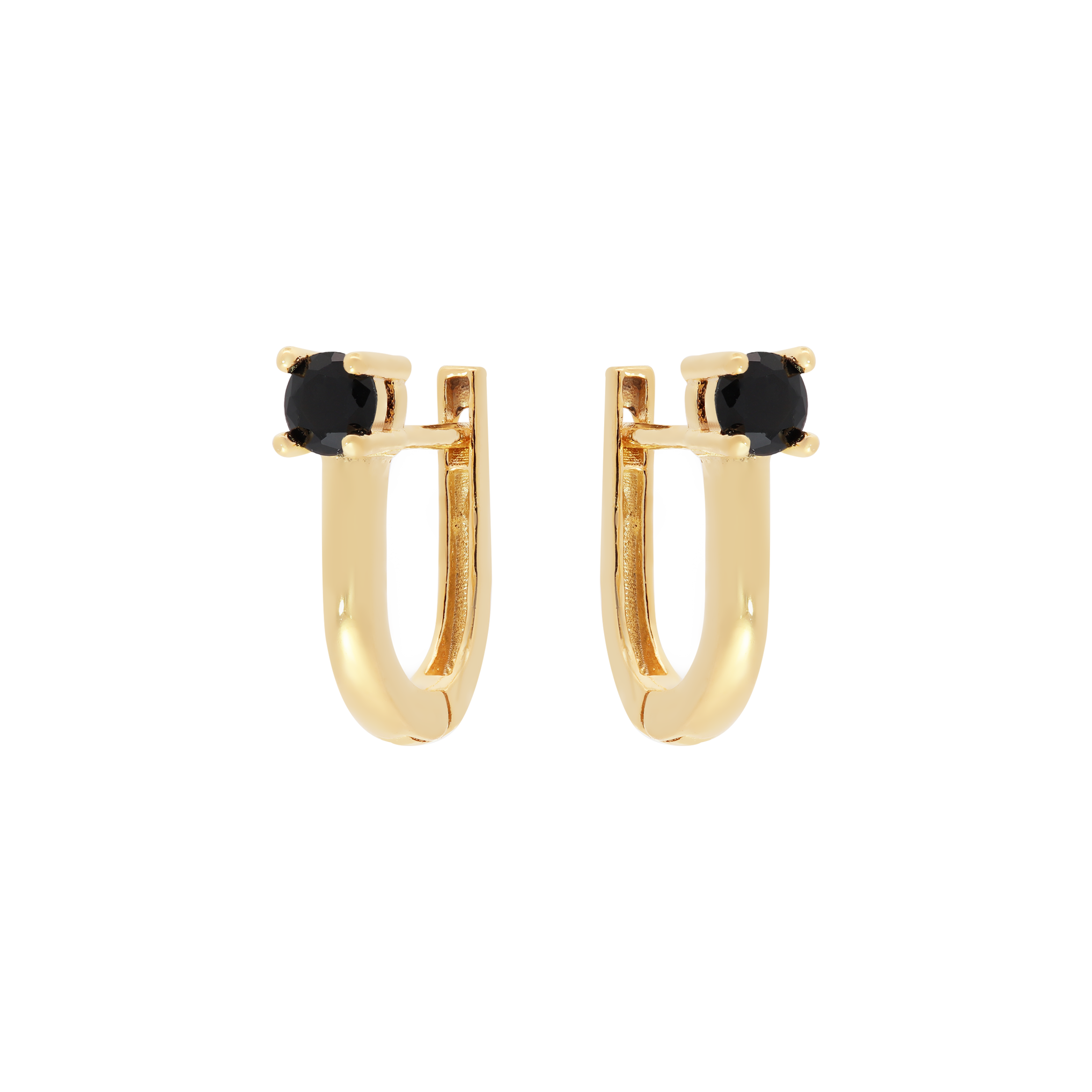 Retribution Onyx Stud Earring Hoops - Gold