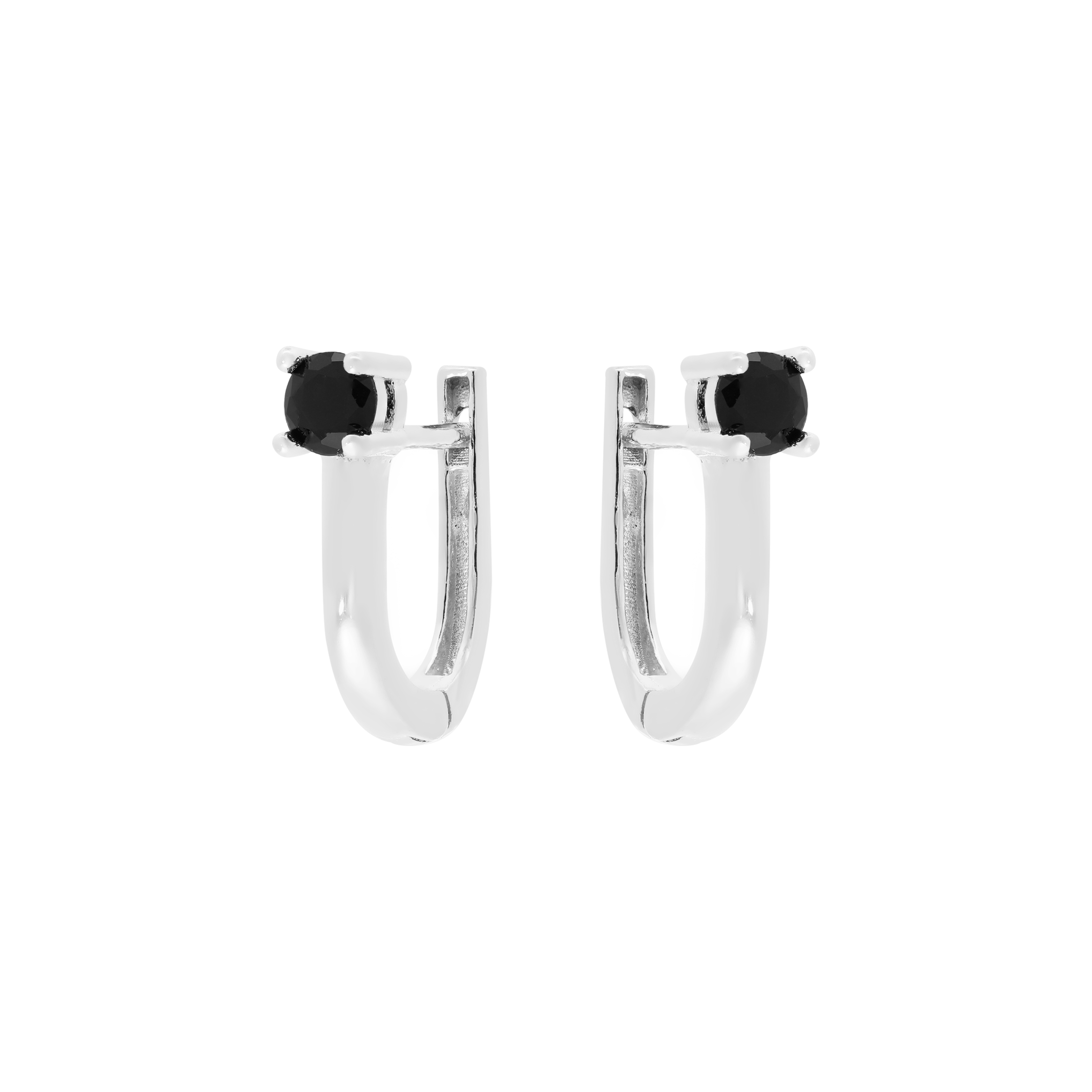 Retribution Onyx Stud Earring Hoops - Sterling Silver
