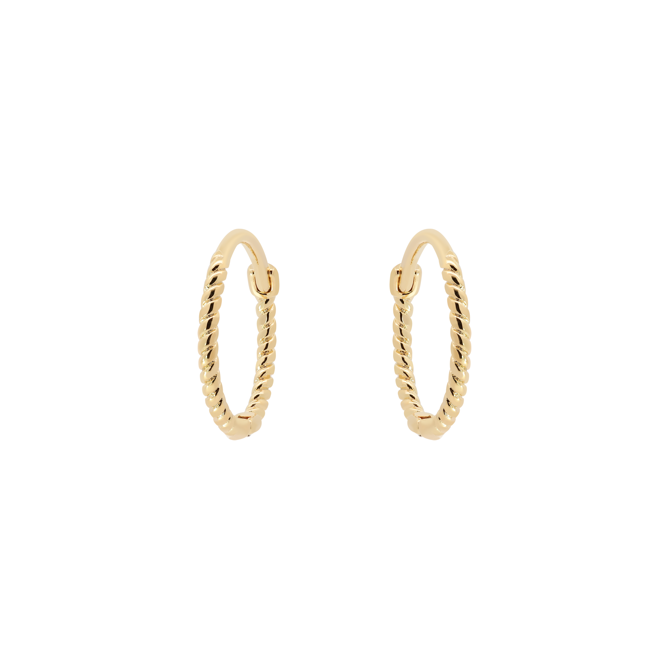 Rope Textured Earring Huggie Hoops - Gold