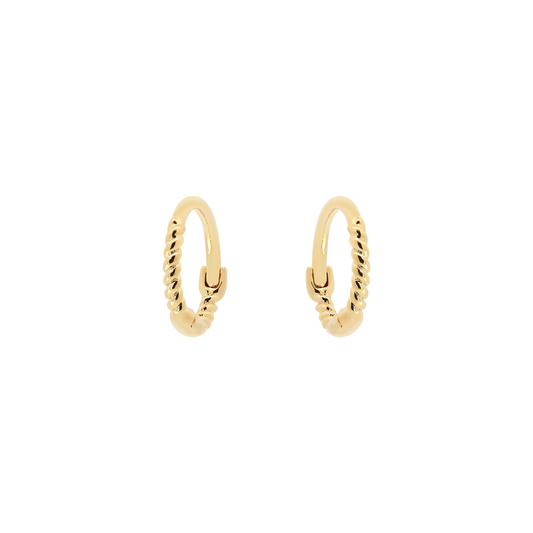 Rope Textured Mini Earring Huggie Hoops - Gold