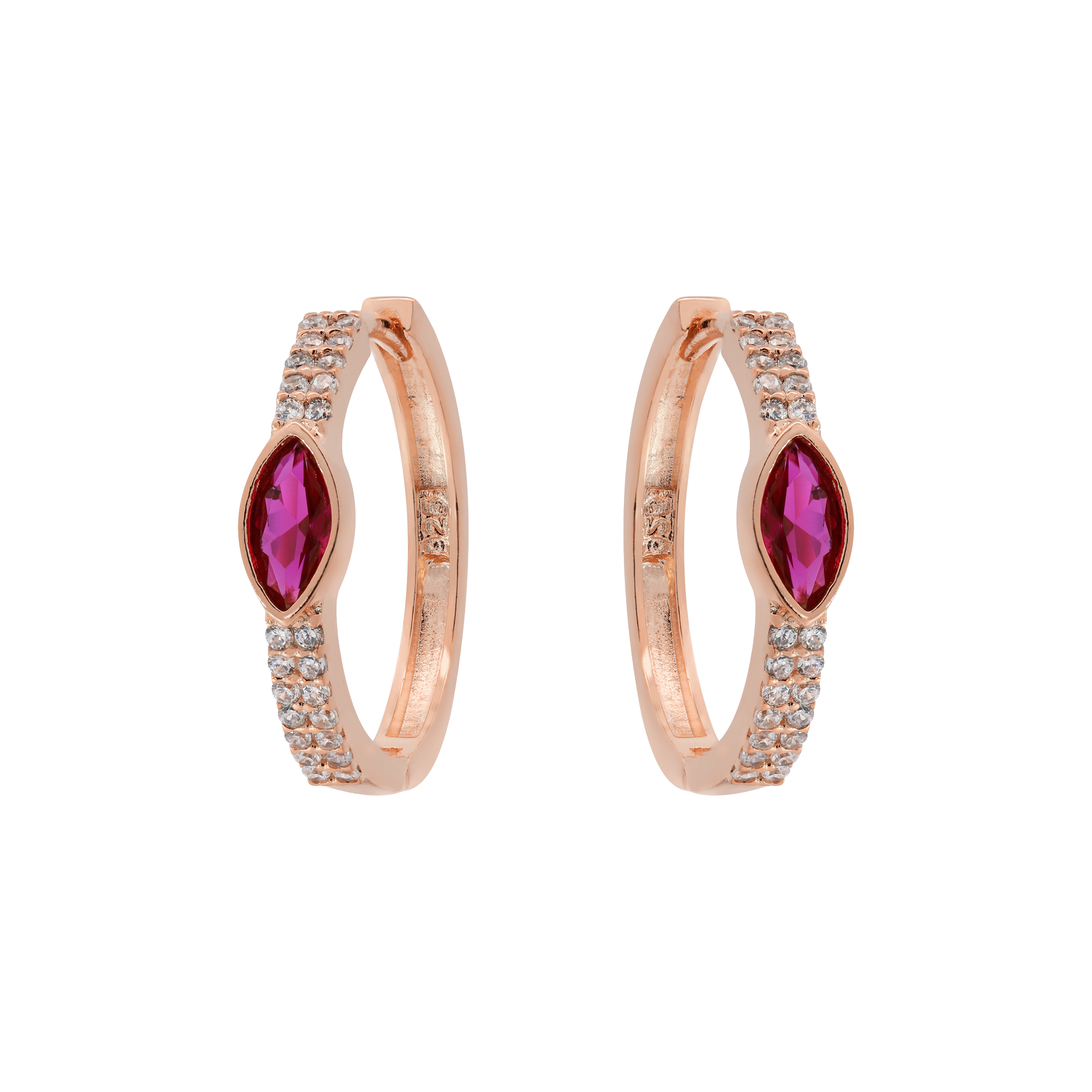Sabrina Gemstone Hoop Earrings - Rose Gold