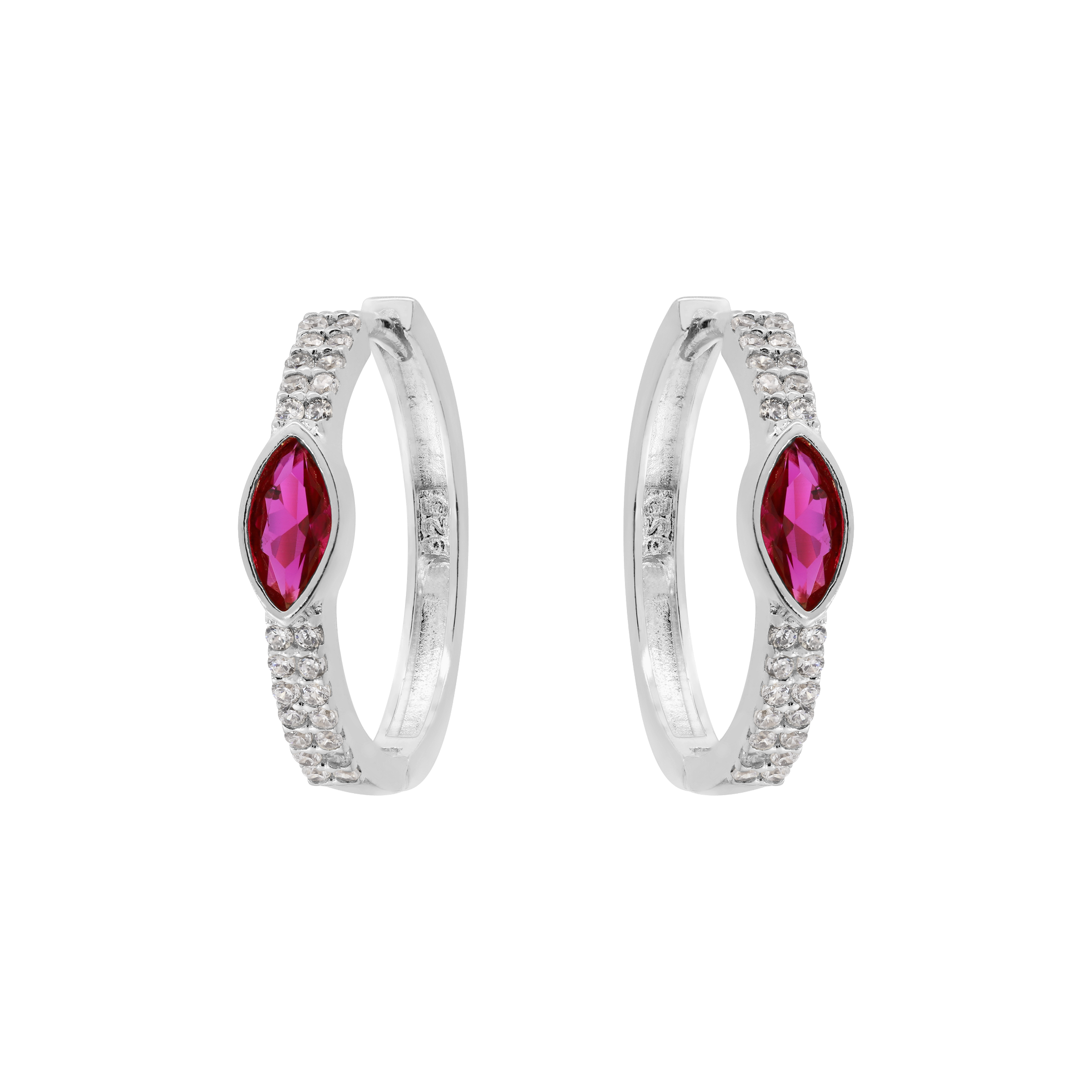 Sabrina Gemstone Hoop Earrings - Sterling Silver